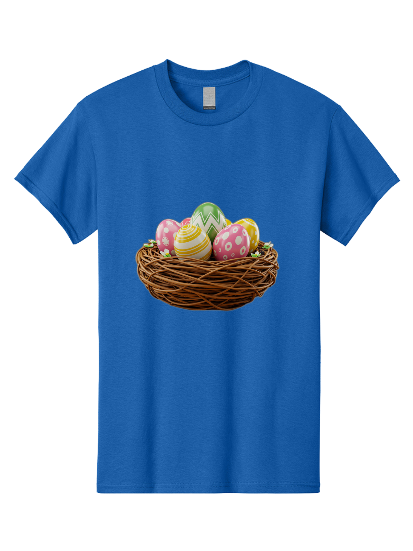 Easter-Eggs-In-Basket-1 Men'S Graphic Tee, 100% Cotton, Comfortable Casual Summer Wear, Machine Washable, Easter Eggs In A Nest, Decorative Eggs, Spring Holiday, Twig Nest, Colorful Eggs, Easter Decorations, Festive Easter Eggs, Egg Hunt, Baa615