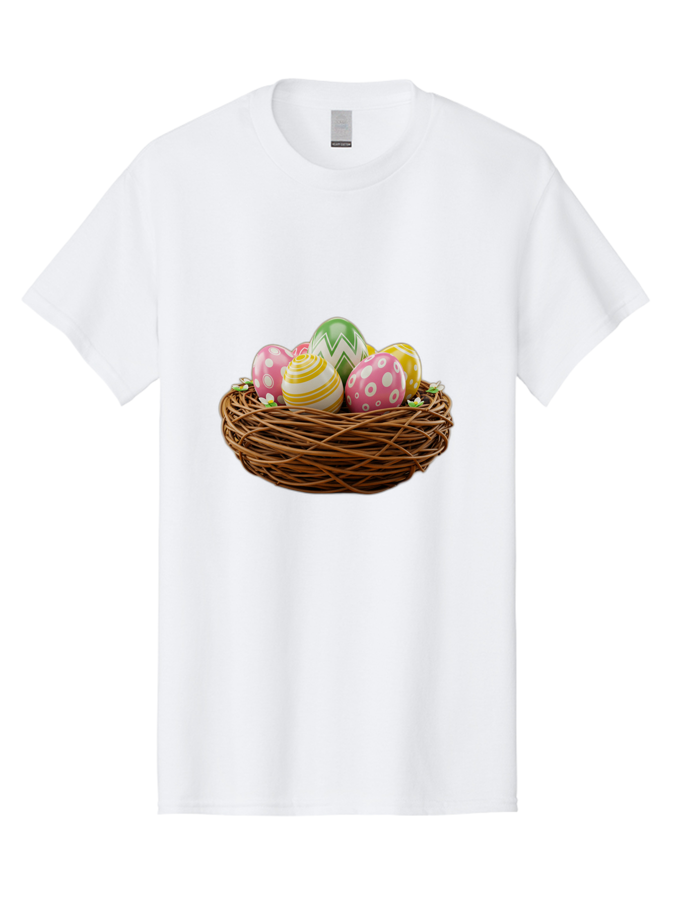 Easter-Eggs-In-Basket-1 Men'S Graphic Tee, 100% Cotton, Comfortable Casual Summer Wear, Machine Washable, Easter Eggs In A Nest, Decorative Eggs, Spring Holiday, Twig Nest, Colorful Eggs, Easter Decorations, Festive Easter Eggs, Egg Hunt, Baa615