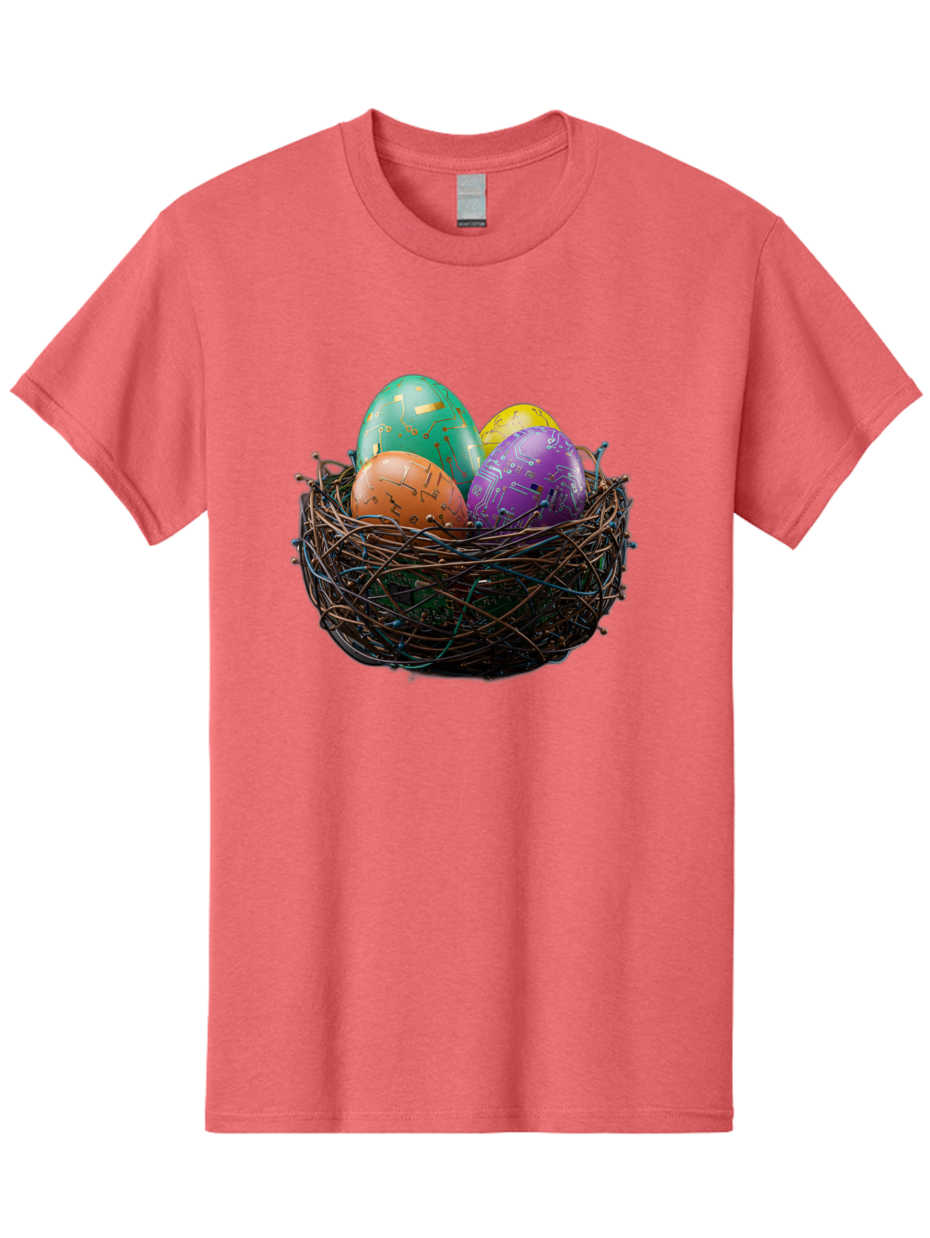 Easter-Eggs-In-Nest-1 Men'S Graphic Tee, 100% Cotton, Comfortable Casual Summer Wear, Machine Washable, Colorful Easter Eggs, Decorative Eggs, Easter Basket, Nest, Vibrant Colors, Festive Decorations, Spring Theme, Easter Celebration Baa617