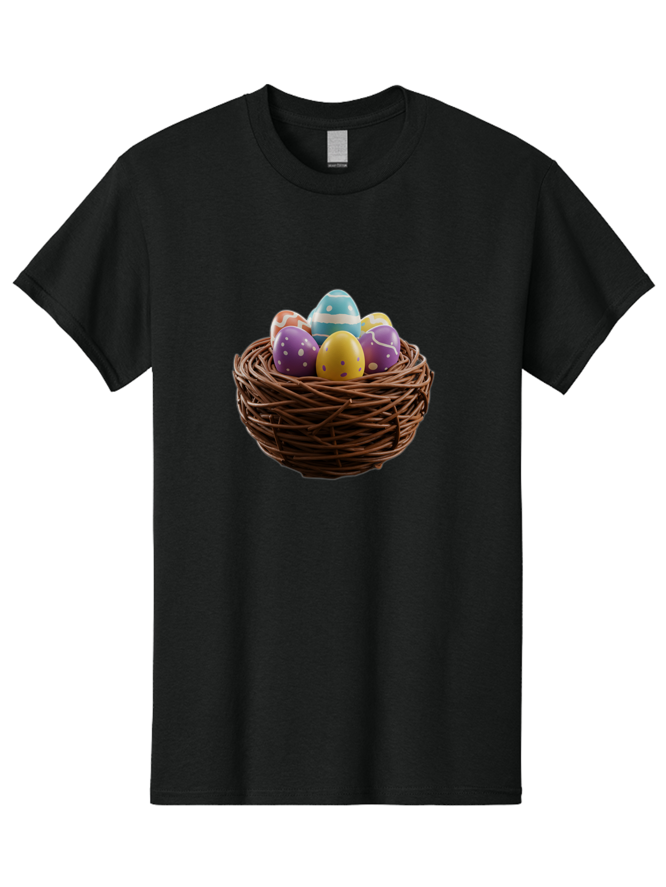 Easter-Eggs-In-Nest Men'S Graphic Tee, 100% Cotton, Comfortable Casual Summer Wear, Machine Washable, Colorful Easter Eggs, Decorated Eggs, Nest With Eggs, Easter Nest, Springtime Eggs, Easter Decoration, Vibrant Eggs, Festive Eggs, Baa620