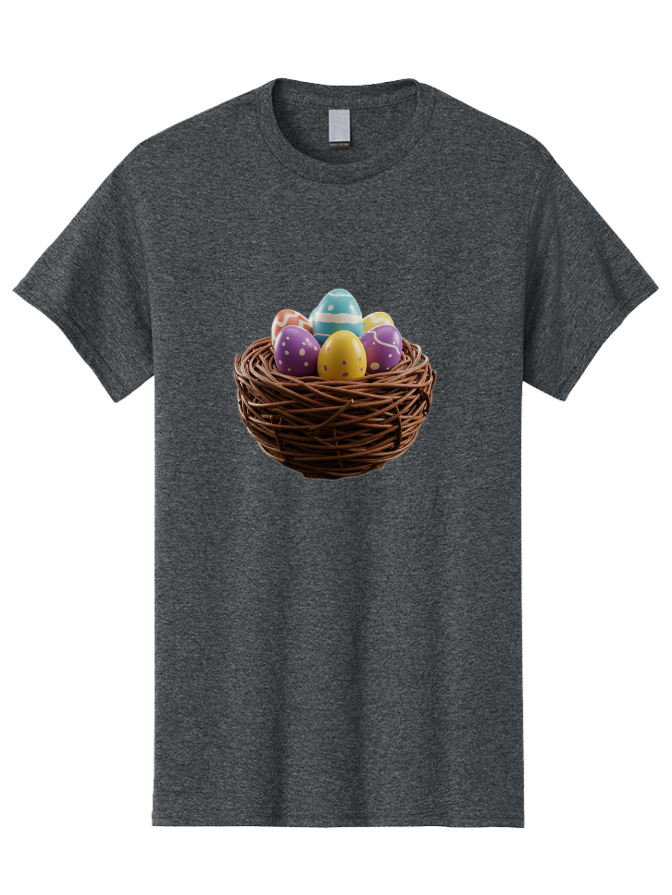 Easter-Eggs-In-Nest Men'S Graphic Tee, 100% Cotton, Comfortable Casual Summer Wear, Machine Washable, Colorful Easter Eggs, Decorated Eggs, Nest With Eggs, Easter Nest, Springtime Eggs, Easter Decoration, Vibrant Eggs, Festive Eggs, Baa620