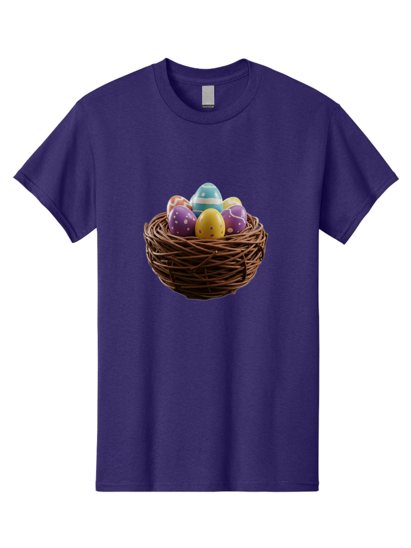 Easter-Eggs-In-Nest Men'S Graphic Tee, 100% Cotton, Comfortable Casual Summer Wear, Machine Washable, Colorful Easter Eggs, Decorated Eggs, Nest With Eggs, Easter Nest, Springtime Eggs, Easter Decoration, Vibrant Eggs, Festive Eggs, Baa620