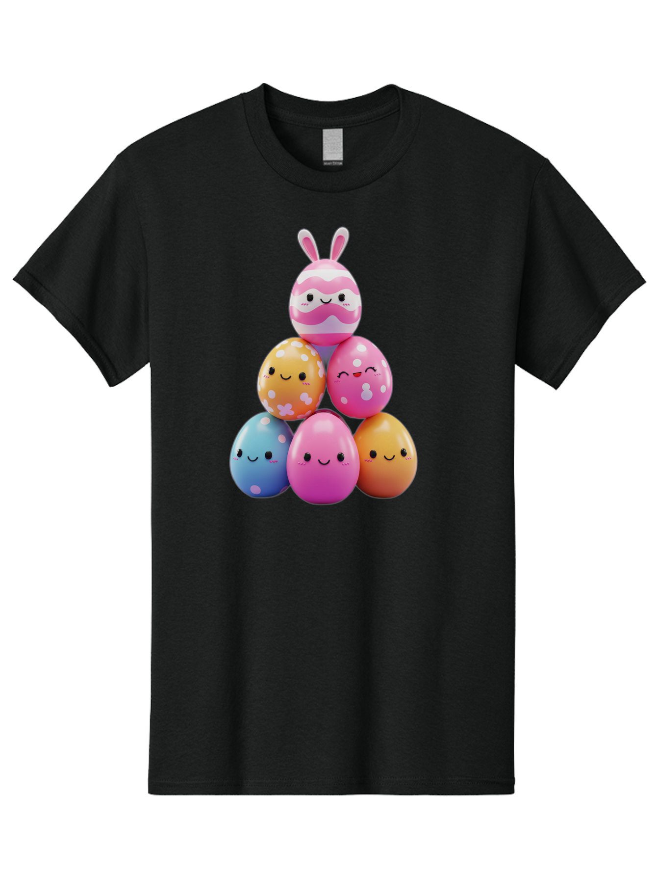 Easter-Eggs-Pyramid Men'S Graphic Tee, 100% Cotton, Comfortable Casual Summer Wear, Machine Washable, Easter Eggs, Colorful Eggs, Cute Eggs, Easter Bunny, Happy Face, Pastel Colors, Polka Dot Eggs, Easter Decoration, Spring Theme, Festive Eggs Baa622