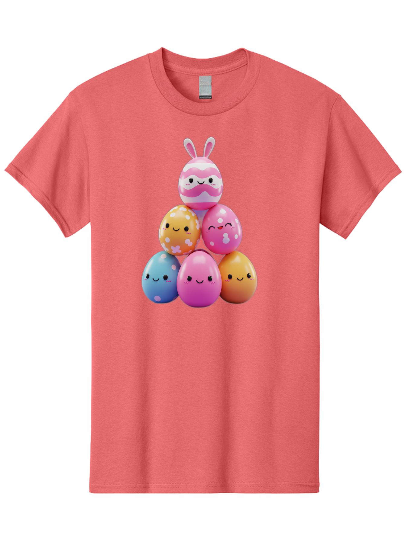 Easter-Eggs-Pyramid Men'S Graphic Tee, 100% Cotton, Comfortable Casual Summer Wear, Machine Washable, Easter Eggs, Colorful Eggs, Cute Eggs, Easter Bunny, Happy Face, Pastel Colors, Polka Dot Eggs, Easter Decoration, Spring Theme, Festive Eggs Baa622