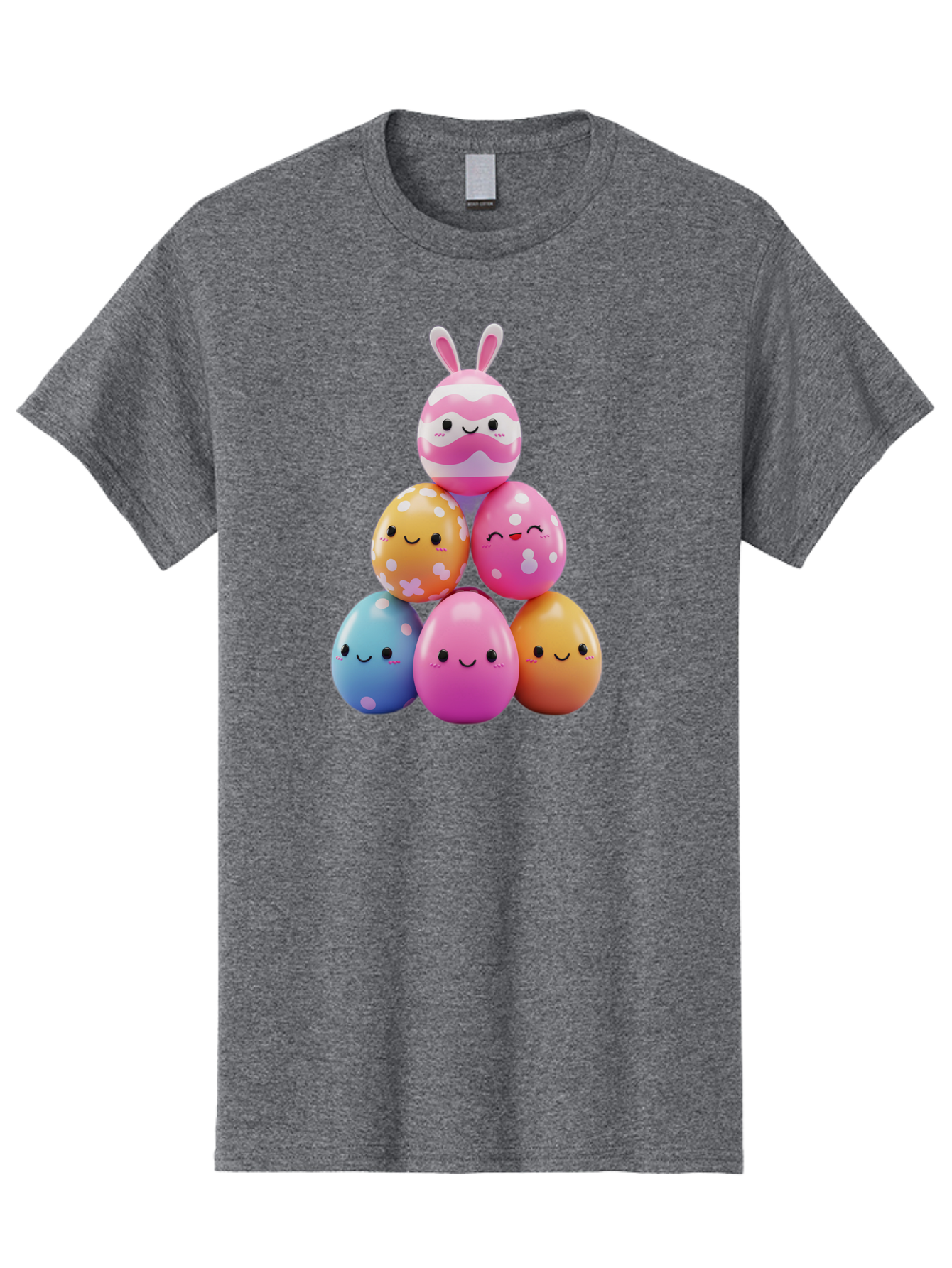 Easter-Eggs-Pyramid Men'S Graphic Tee, 100% Cotton, Comfortable Casual Summer Wear, Machine Washable, Easter Eggs, Colorful Eggs, Cute Eggs, Easter Bunny, Happy Face, Pastel Colors, Polka Dot Eggs, Easter Decoration, Spring Theme, Festive Eggs Baa622