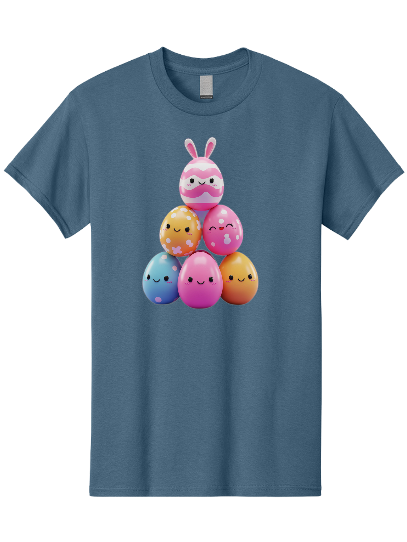 Easter-Eggs-Pyramid Men'S Graphic Tee, 100% Cotton, Comfortable Casual Summer Wear, Machine Washable, Easter Eggs, Colorful Eggs, Cute Eggs, Easter Bunny, Happy Face, Pastel Colors, Polka Dot Eggs, Easter Decoration, Spring Theme, Festive Eggs Baa622