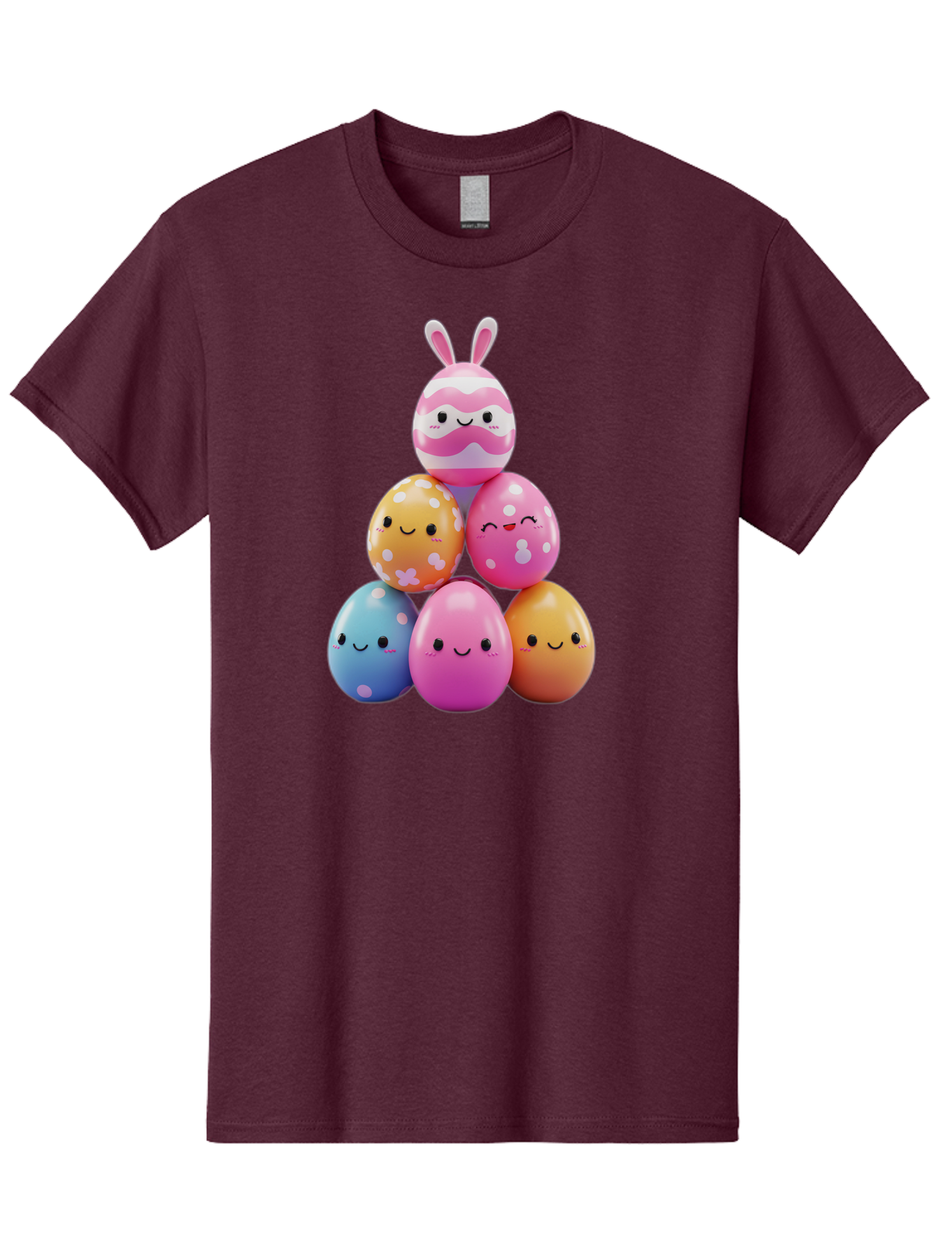 Easter-Eggs-Pyramid Men'S Graphic Tee, 100% Cotton, Comfortable Casual Summer Wear, Machine Washable, Easter Eggs, Colorful Eggs, Cute Eggs, Easter Bunny, Happy Face, Pastel Colors, Polka Dot Eggs, Easter Decoration, Spring Theme, Festive Eggs Baa622