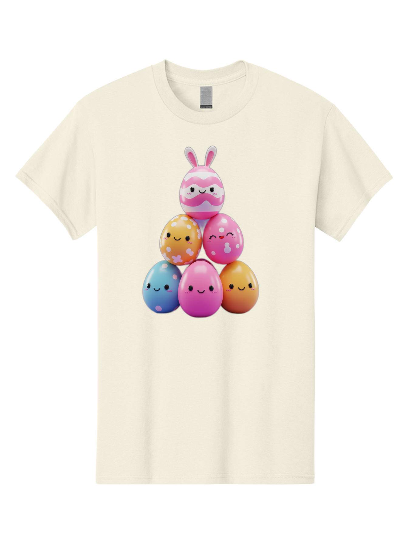 Easter-Eggs-Pyramid Men'S Graphic Tee, 100% Cotton, Comfortable Casual Summer Wear, Machine Washable, Easter Eggs, Colorful Eggs, Cute Eggs, Easter Bunny, Happy Face, Pastel Colors, Polka Dot Eggs, Easter Decoration, Spring Theme, Festive Eggs Baa622