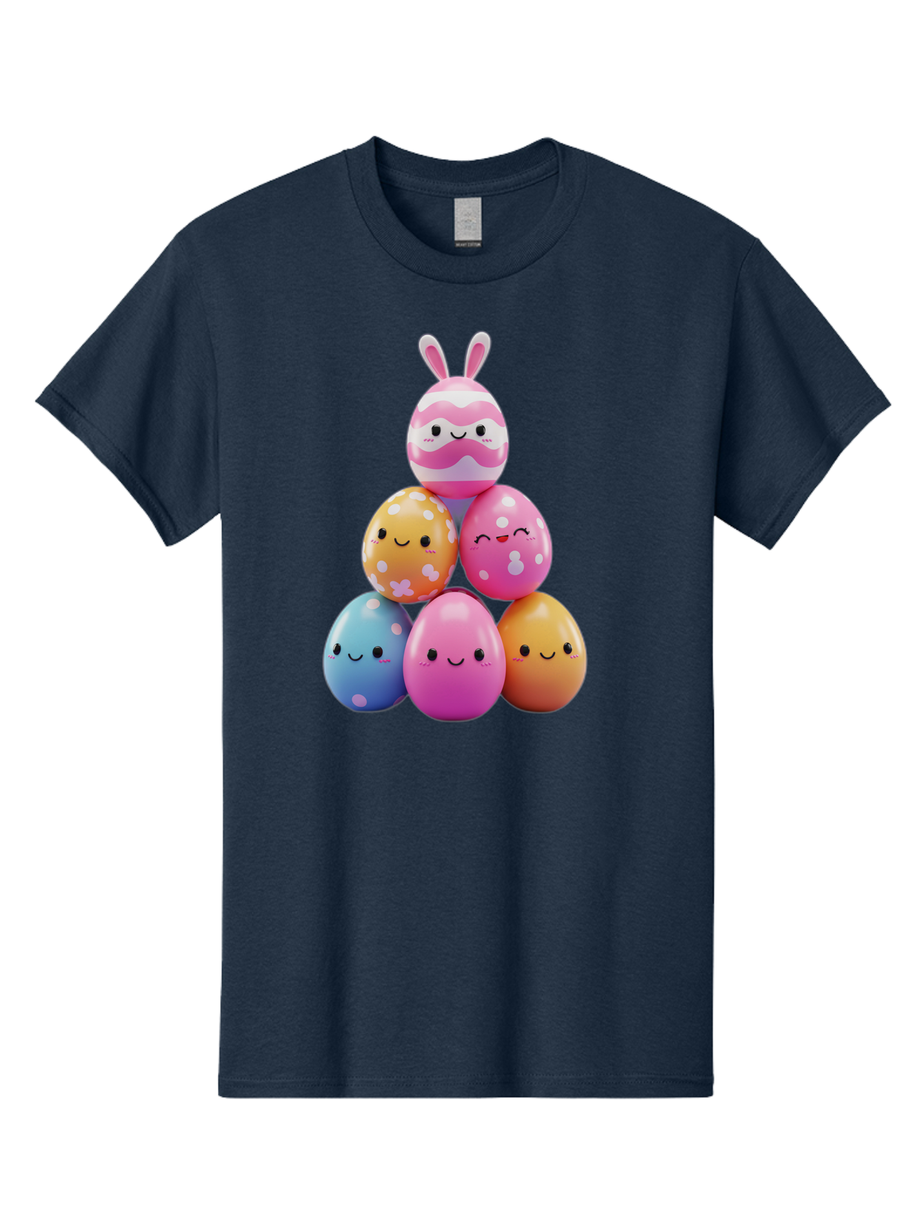 Easter-Eggs-Pyramid Men'S Graphic Tee, 100% Cotton, Comfortable Casual Summer Wear, Machine Washable, Easter Eggs, Colorful Eggs, Cute Eggs, Easter Bunny, Happy Face, Pastel Colors, Polka Dot Eggs, Easter Decoration, Spring Theme, Festive Eggs Baa622