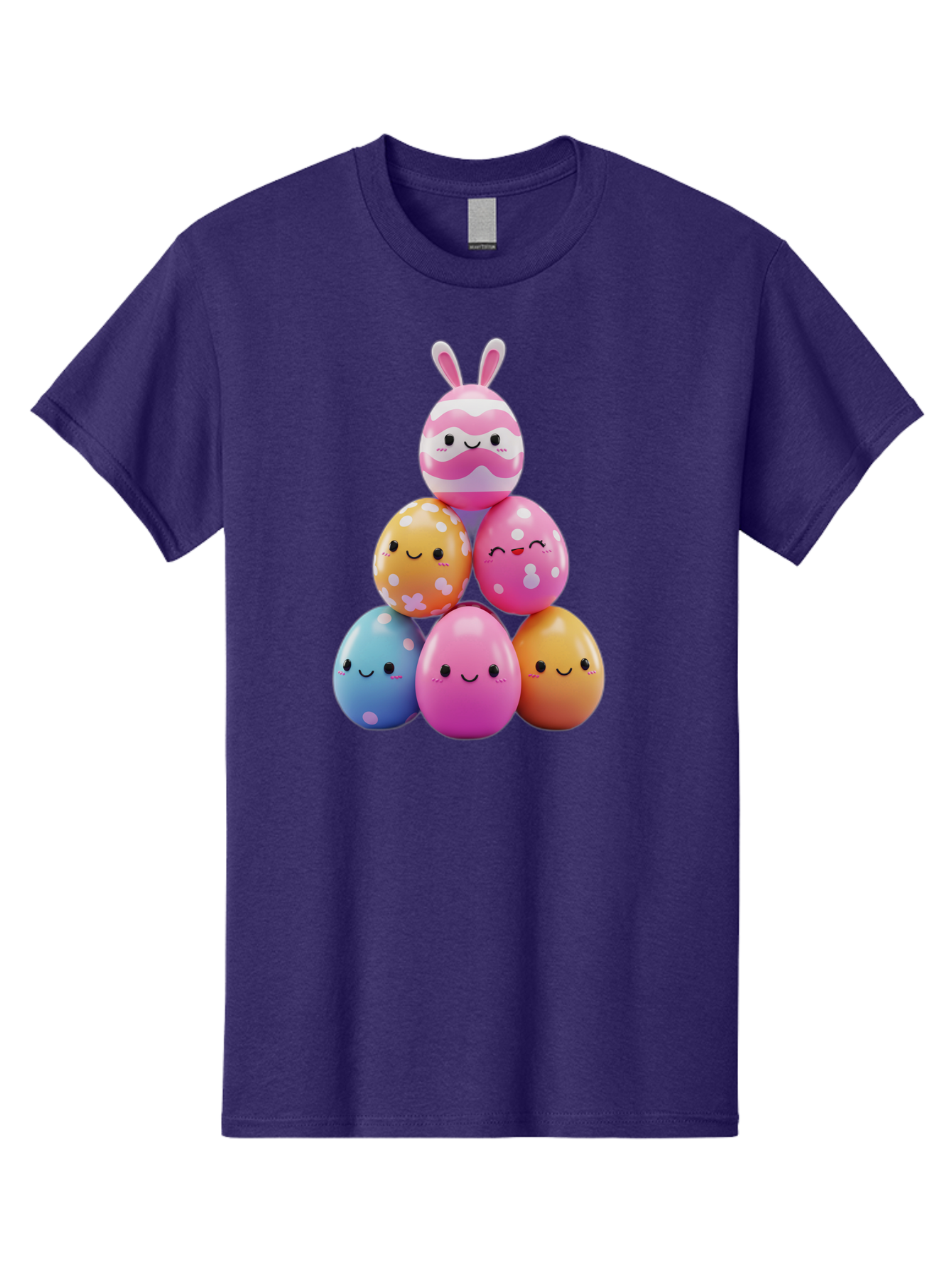 Easter-Eggs-Pyramid Men'S Graphic Tee, 100% Cotton, Comfortable Casual Summer Wear, Machine Washable, Easter Eggs, Colorful Eggs, Cute Eggs, Easter Bunny, Happy Face, Pastel Colors, Polka Dot Eggs, Easter Decoration, Spring Theme, Festive Eggs Baa622