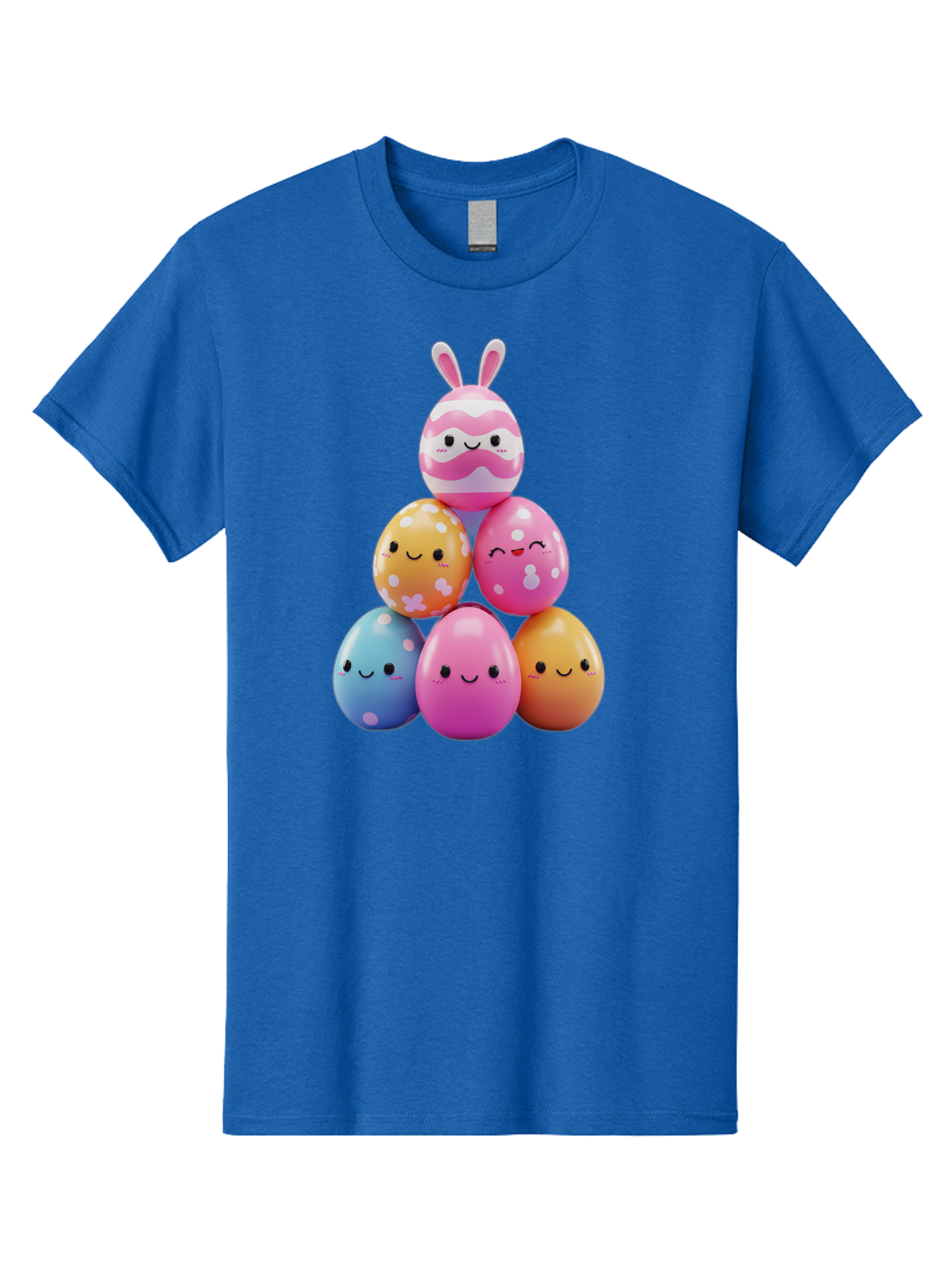 Easter-Eggs-Pyramid Men'S Graphic Tee, 100% Cotton, Comfortable Casual Summer Wear, Machine Washable, Easter Eggs, Colorful Eggs, Cute Eggs, Easter Bunny, Happy Face, Pastel Colors, Polka Dot Eggs, Easter Decoration, Spring Theme, Festive Eggs Baa622