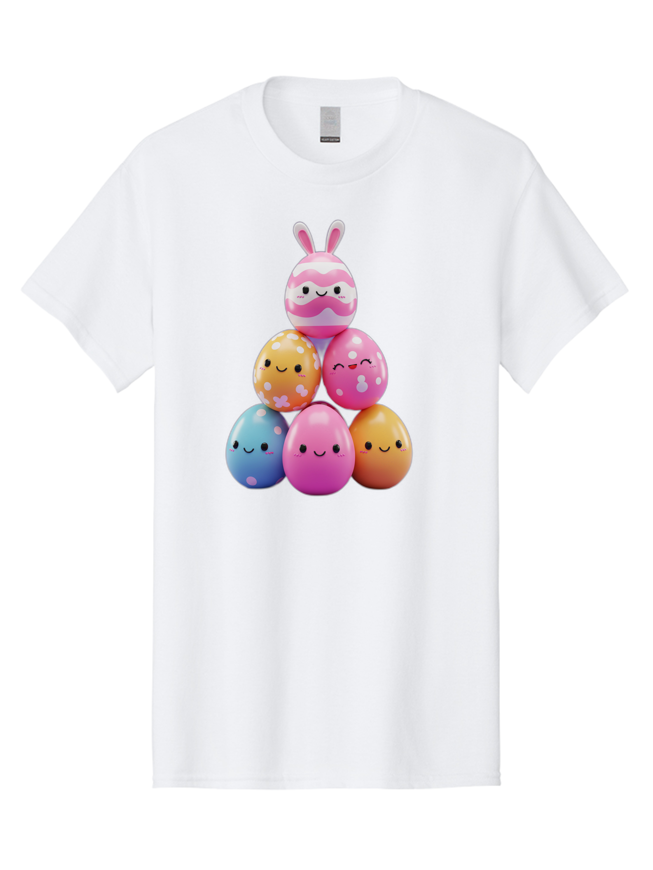 Easter-Eggs-Pyramid Men'S Graphic Tee, 100% Cotton, Comfortable Casual Summer Wear, Machine Washable, Easter Eggs, Colorful Eggs, Cute Eggs, Easter Bunny, Happy Face, Pastel Colors, Polka Dot Eggs, Easter Decoration, Spring Theme, Festive Eggs Baa622