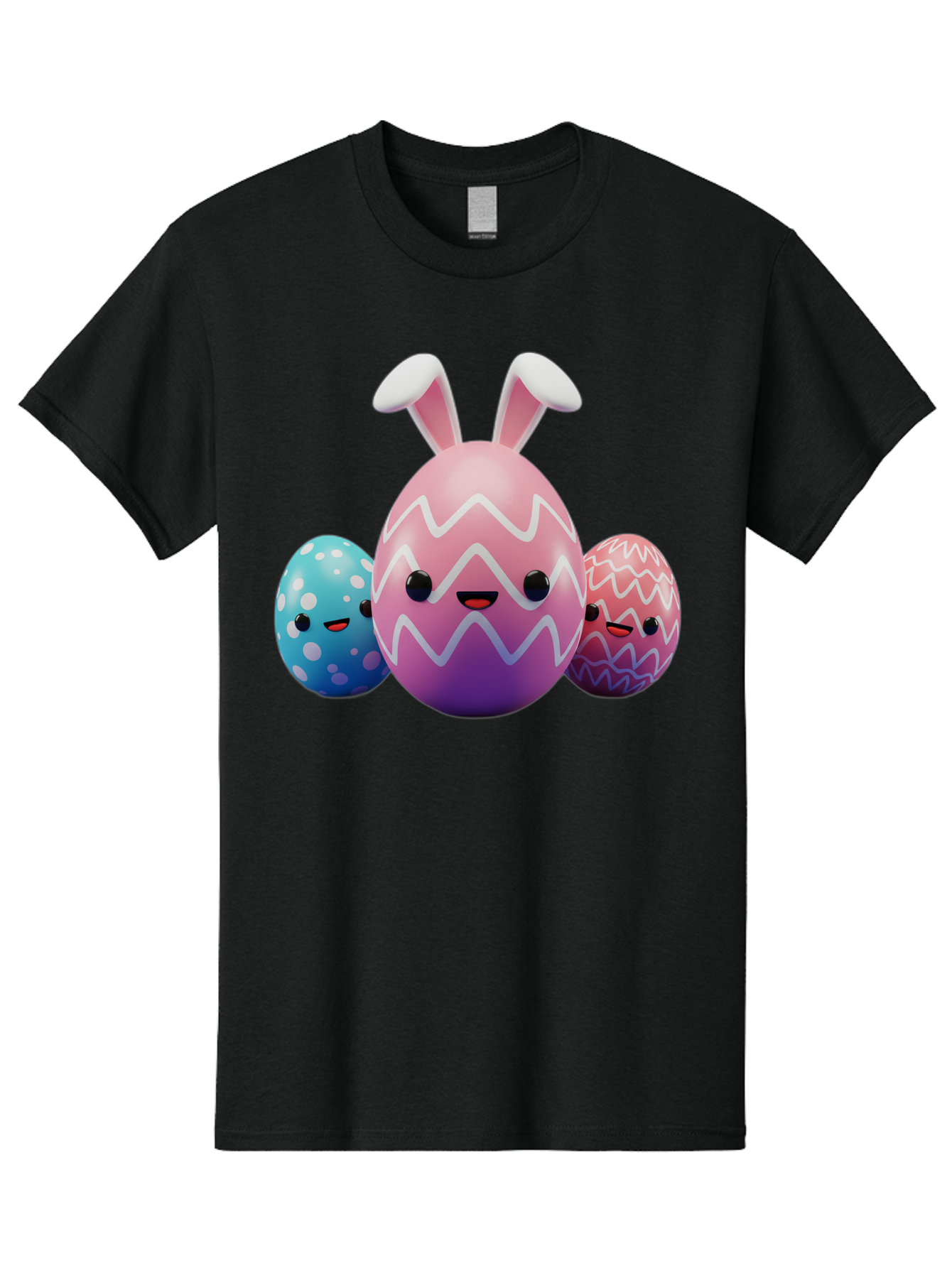 Easter-Eggs-With-Bunny-Ears Men'S Graphic Tee, 100% Cotton, Comfortable Casual Summer Wear, Machine Washable, Easter Eggs, Colorful Eggs, Decorated Eggs, Festive Eggs, Egg Hunt, Spring Season, Pastel Colors, Cute Eggs, Easter Celebration, Baa624