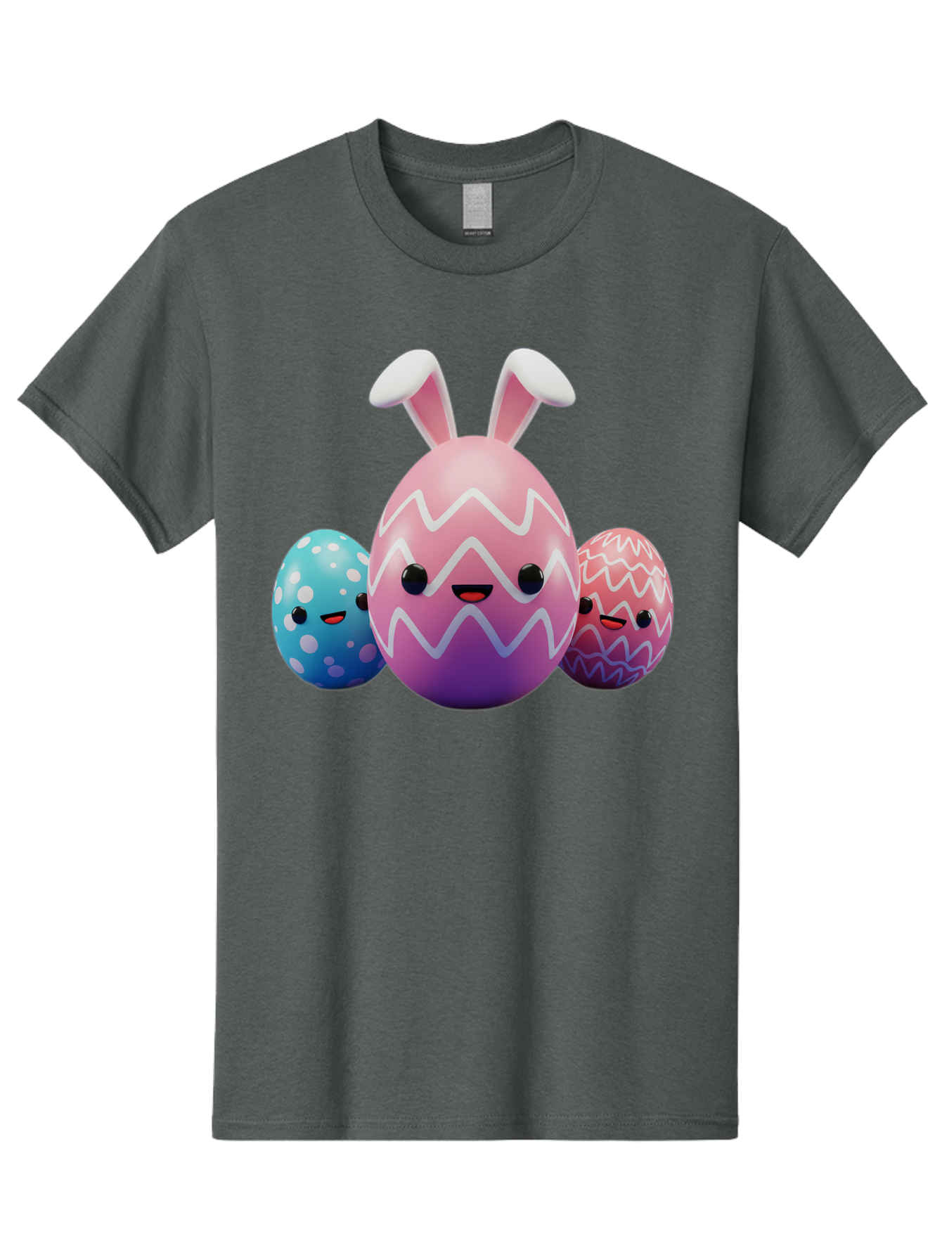 Easter-Eggs-With-Bunny-Ears Men'S Graphic Tee, 100% Cotton, Comfortable Casual Summer Wear, Machine Washable, Easter Eggs, Colorful Eggs, Decorated Eggs, Festive Eggs, Egg Hunt, Spring Season, Pastel Colors, Cute Eggs, Easter Celebration, Baa624