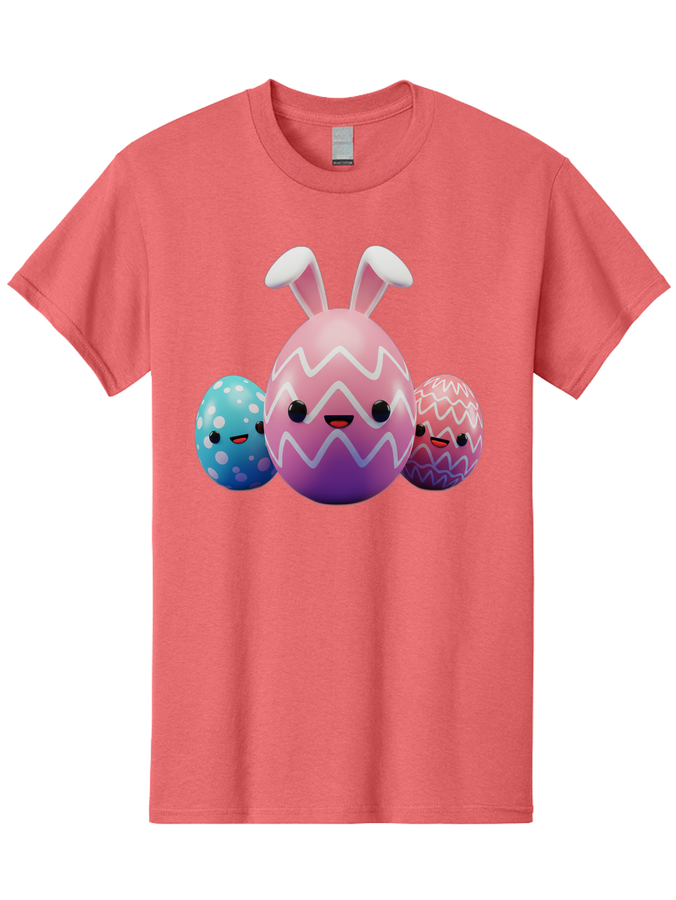 Easter-Eggs-With-Bunny-Ears Men'S Graphic Tee, 100% Cotton, Comfortable Casual Summer Wear, Machine Washable, Easter Eggs, Colorful Eggs, Decorated Eggs, Festive Eggs, Egg Hunt, Spring Season, Pastel Colors, Cute Eggs, Easter Celebration, Baa624
