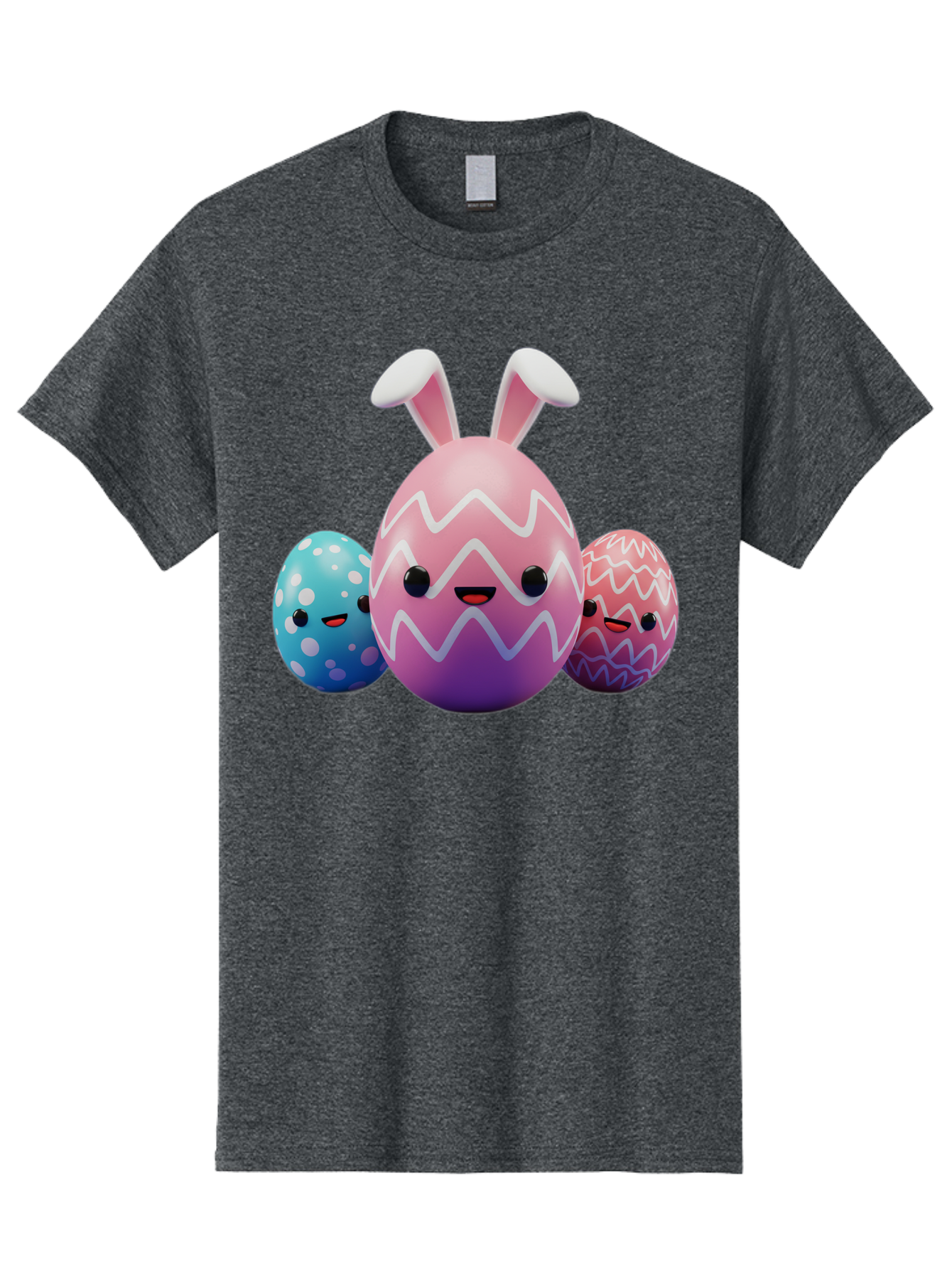 Easter-Eggs-With-Bunny-Ears Men'S Graphic Tee, 100% Cotton, Comfortable Casual Summer Wear, Machine Washable, Easter Eggs, Colorful Eggs, Decorated Eggs, Festive Eggs, Egg Hunt, Spring Season, Pastel Colors, Cute Eggs, Easter Celebration, Baa624