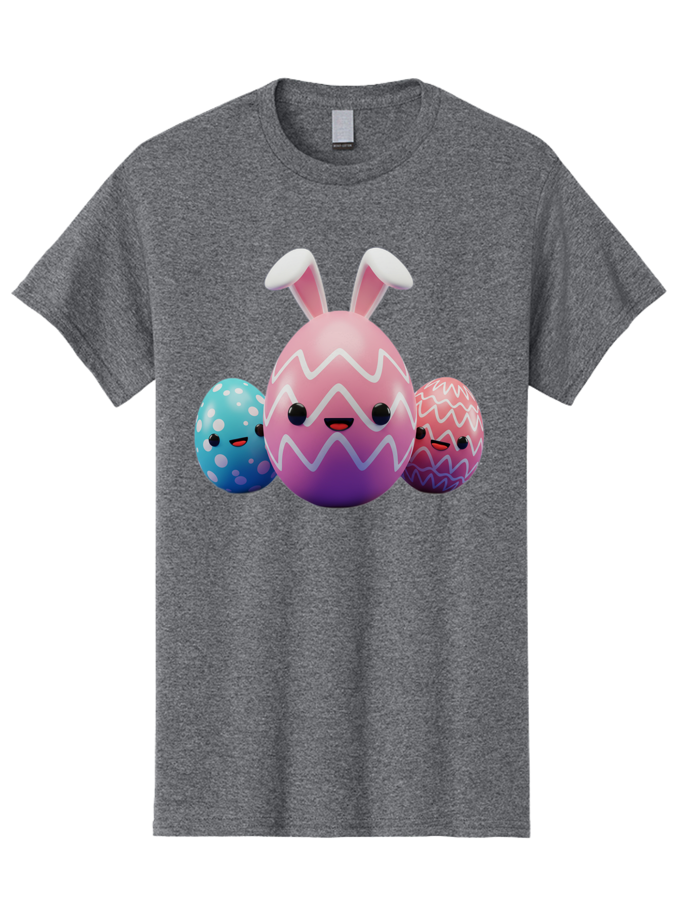 Easter-Eggs-With-Bunny-Ears Men'S Graphic Tee, 100% Cotton, Comfortable Casual Summer Wear, Machine Washable, Easter Eggs, Colorful Eggs, Decorated Eggs, Festive Eggs, Egg Hunt, Spring Season, Pastel Colors, Cute Eggs, Easter Celebration, Baa624