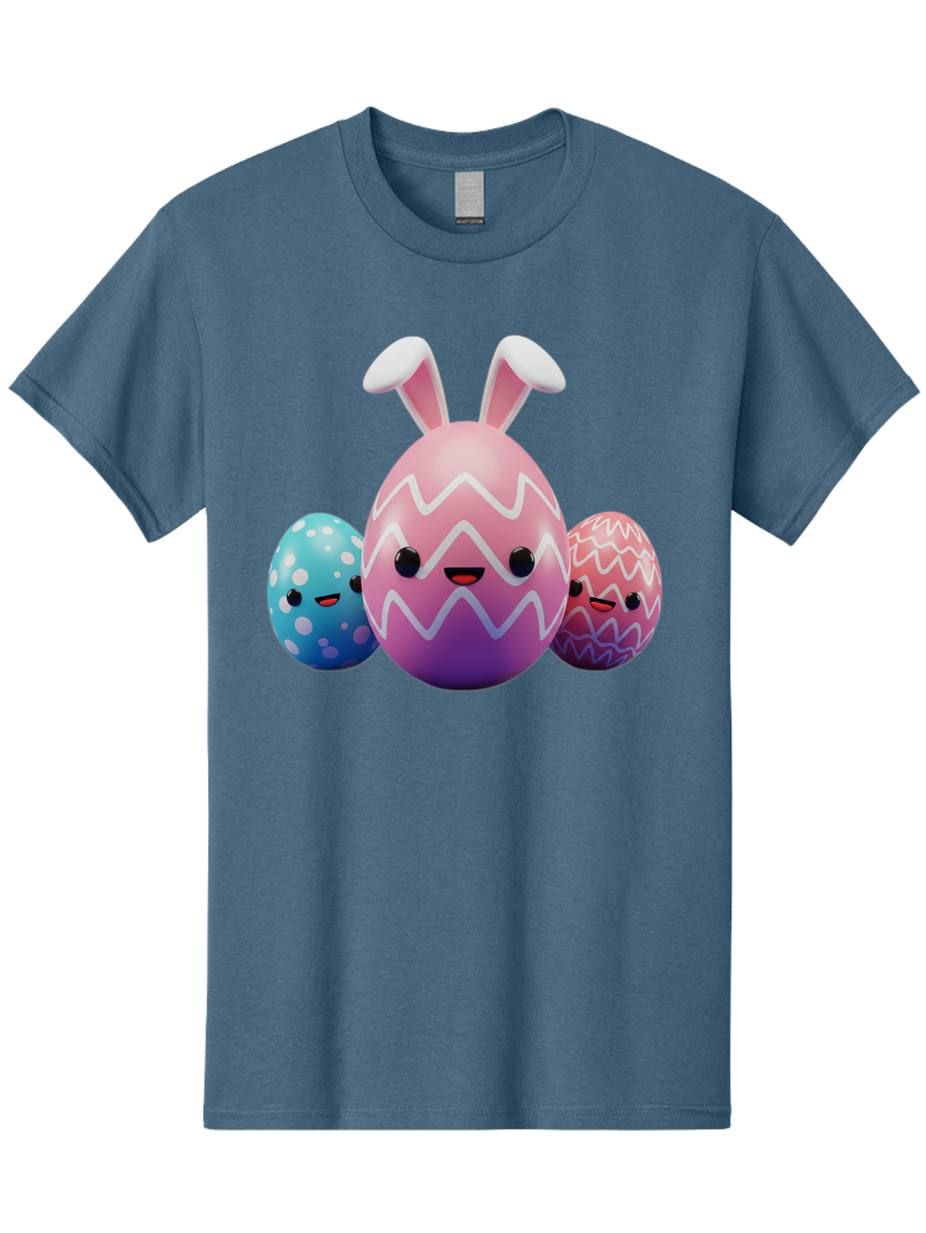 Easter-Eggs-With-Bunny-Ears Men'S Graphic Tee, 100% Cotton, Comfortable Casual Summer Wear, Machine Washable, Easter Eggs, Colorful Eggs, Decorated Eggs, Festive Eggs, Egg Hunt, Spring Season, Pastel Colors, Cute Eggs, Easter Celebration, Baa624
