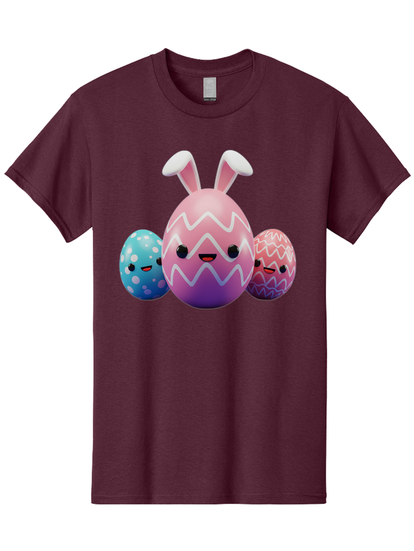 Easter-Eggs-With-Bunny-Ears Men'S Graphic Tee, 100% Cotton, Comfortable Casual Summer Wear, Machine Washable, Easter Eggs, Colorful Eggs, Decorated Eggs, Festive Eggs, Egg Hunt, Spring Season, Pastel Colors, Cute Eggs, Easter Celebration, Baa624