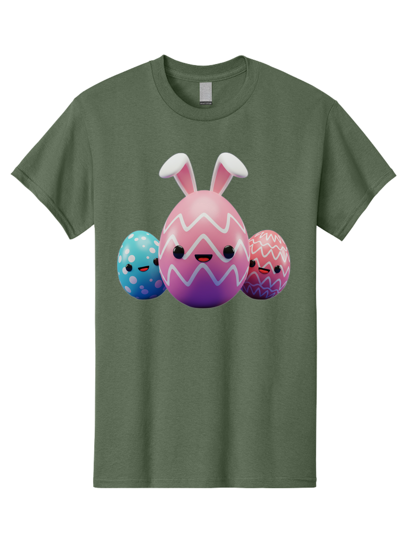 Easter-Eggs-With-Bunny-Ears Men'S Graphic Tee, 100% Cotton, Comfortable Casual Summer Wear, Machine Washable, Easter Eggs, Colorful Eggs, Decorated Eggs, Festive Eggs, Egg Hunt, Spring Season, Pastel Colors, Cute Eggs, Easter Celebration, Baa624