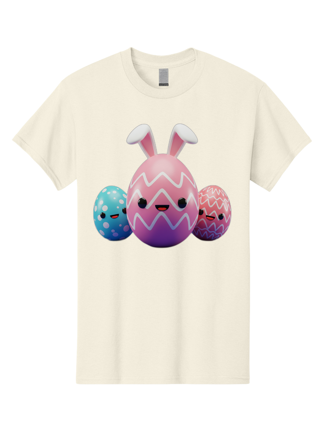 Easter-Eggs-With-Bunny-Ears Men'S Graphic Tee, 100% Cotton, Comfortable Casual Summer Wear, Machine Washable, Easter Eggs, Colorful Eggs, Decorated Eggs, Festive Eggs, Egg Hunt, Spring Season, Pastel Colors, Cute Eggs, Easter Celebration, Baa624