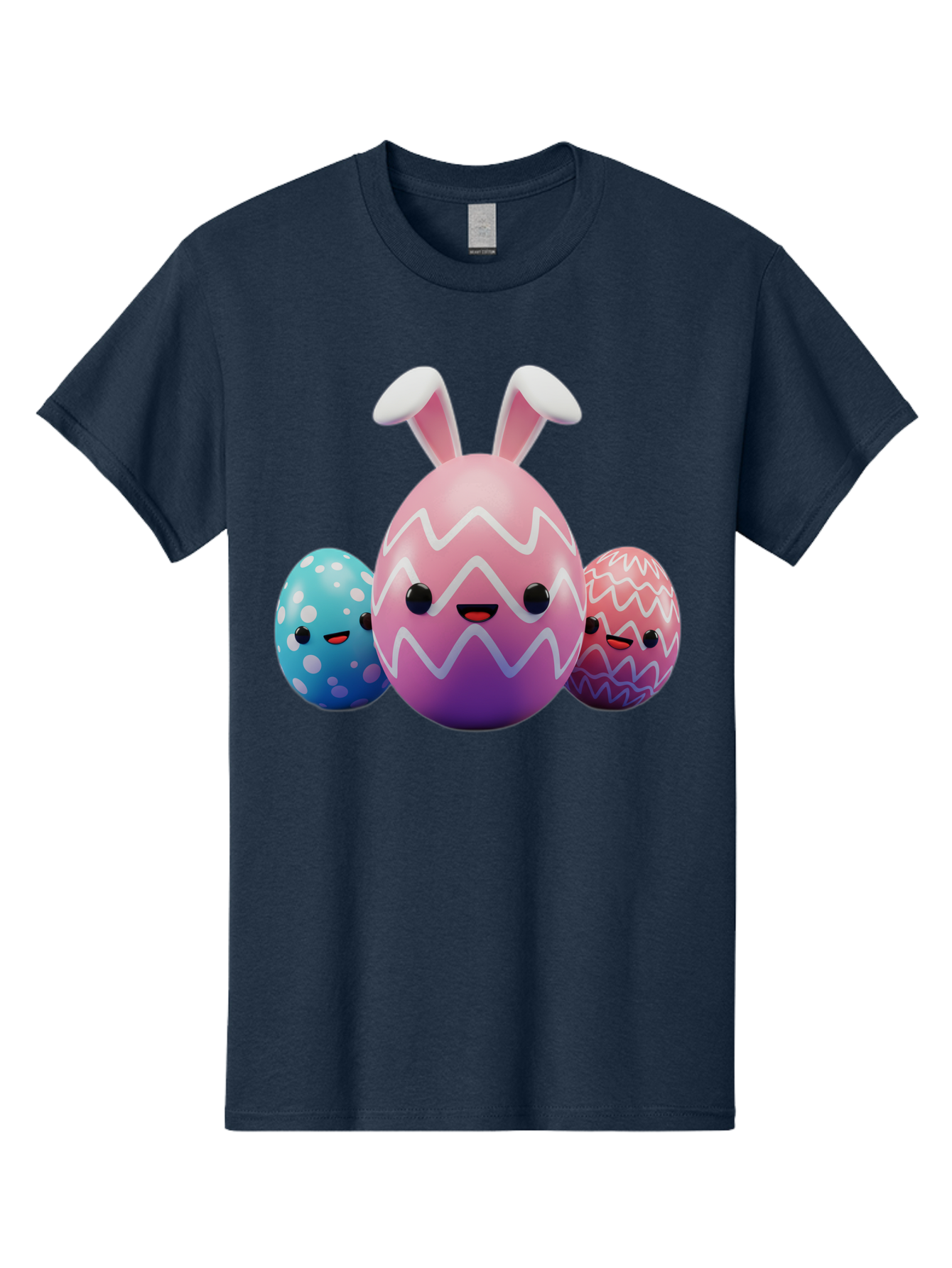 Easter-Eggs-With-Bunny-Ears Men'S Graphic Tee, 100% Cotton, Comfortable Casual Summer Wear, Machine Washable, Easter Eggs, Colorful Eggs, Decorated Eggs, Festive Eggs, Egg Hunt, Spring Season, Pastel Colors, Cute Eggs, Easter Celebration, Baa624
