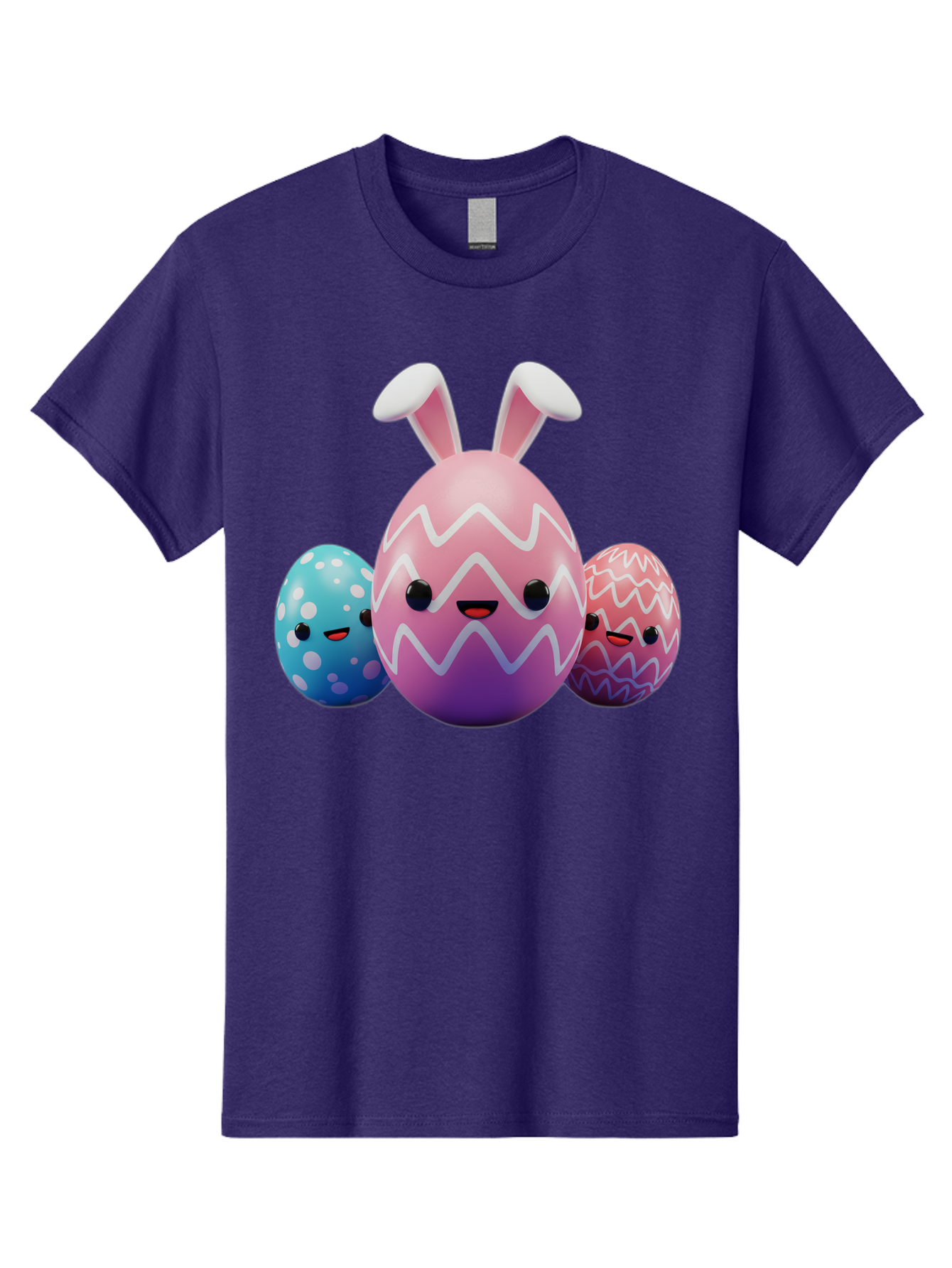 Easter-Eggs-With-Bunny-Ears Men'S Graphic Tee, 100% Cotton, Comfortable Casual Summer Wear, Machine Washable, Easter Eggs, Colorful Eggs, Decorated Eggs, Festive Eggs, Egg Hunt, Spring Season, Pastel Colors, Cute Eggs, Easter Celebration, Baa624
