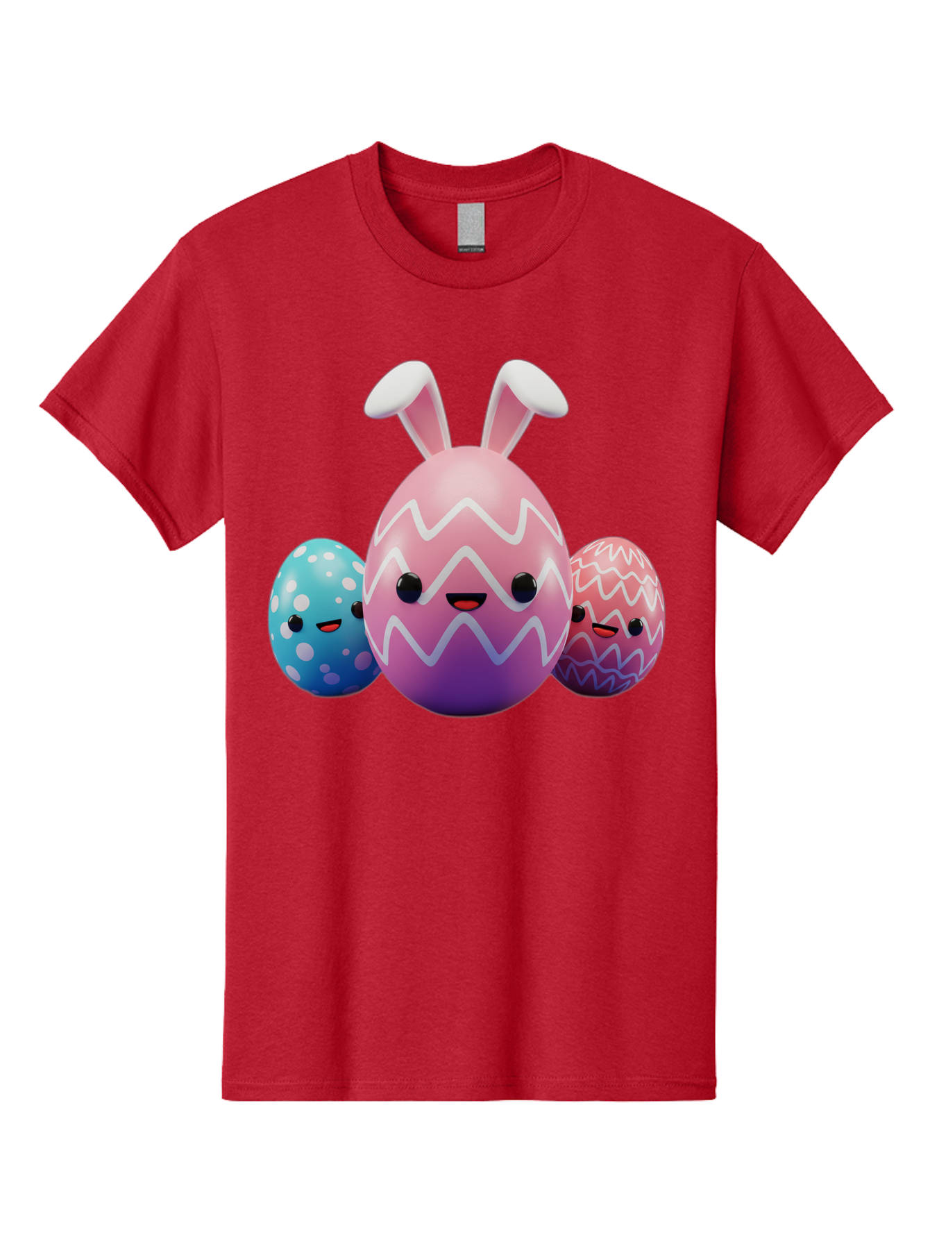 Easter-Eggs-With-Bunny-Ears Men'S Graphic Tee, 100% Cotton, Comfortable Casual Summer Wear, Machine Washable, Easter Eggs, Colorful Eggs, Decorated Eggs, Festive Eggs, Egg Hunt, Spring Season, Pastel Colors, Cute Eggs, Easter Celebration, Baa624