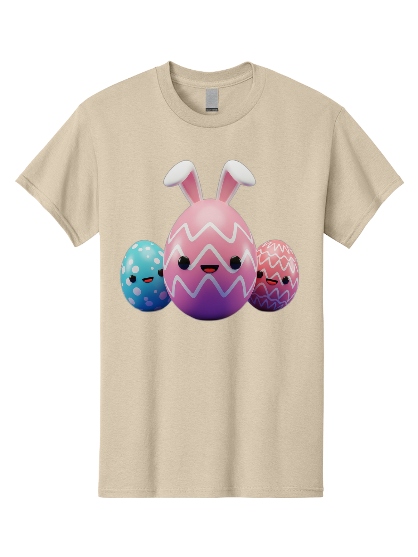 Easter-Eggs-With-Bunny-Ears Men'S Graphic Tee, 100% Cotton, Comfortable Casual Summer Wear, Machine Washable, Easter Eggs, Colorful Eggs, Decorated Eggs, Festive Eggs, Egg Hunt, Spring Season, Pastel Colors, Cute Eggs, Easter Celebration, Baa624