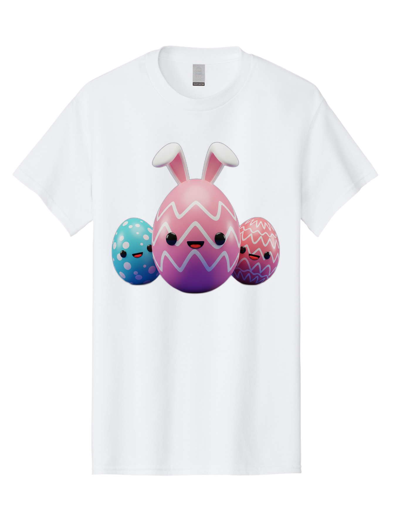 Easter-Eggs-With-Bunny-Ears Men'S Graphic Tee, 100% Cotton, Comfortable Casual Summer Wear, Machine Washable, Easter Eggs, Colorful Eggs, Decorated Eggs, Festive Eggs, Egg Hunt, Spring Season, Pastel Colors, Cute Eggs, Easter Celebration, Baa624