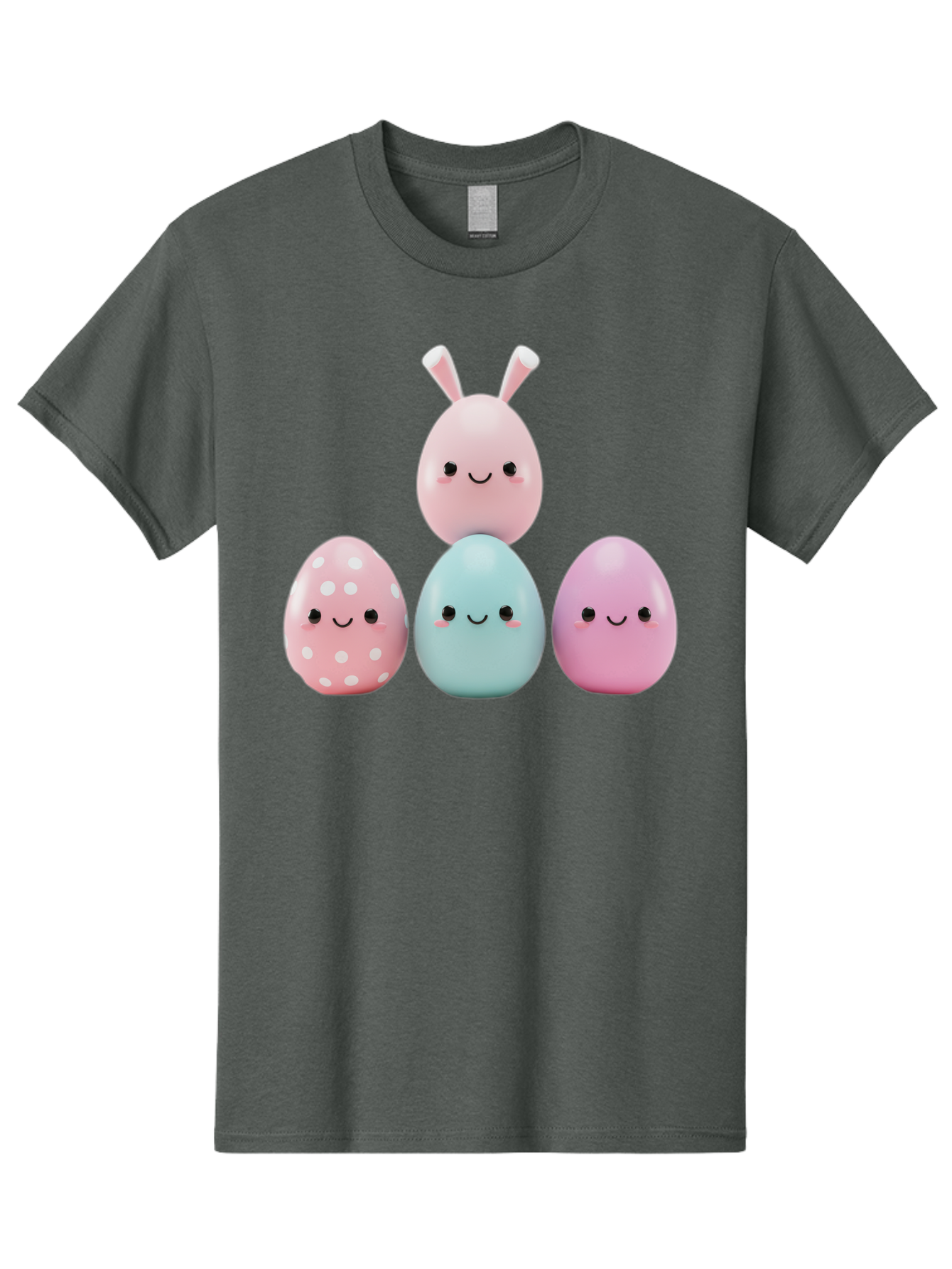 Easter-Eggs Men'S Graphic Tee, 100% Cotton, Comfortable Casual Summer Wear, Machine Washable, Easter Eggs, Cartoon Eggs, Smiling Eggs, Pastel Colors, Decorative Eggs, Easter Theme, Cute Eggs, Egg Characters, Digital Illustration, Baa626