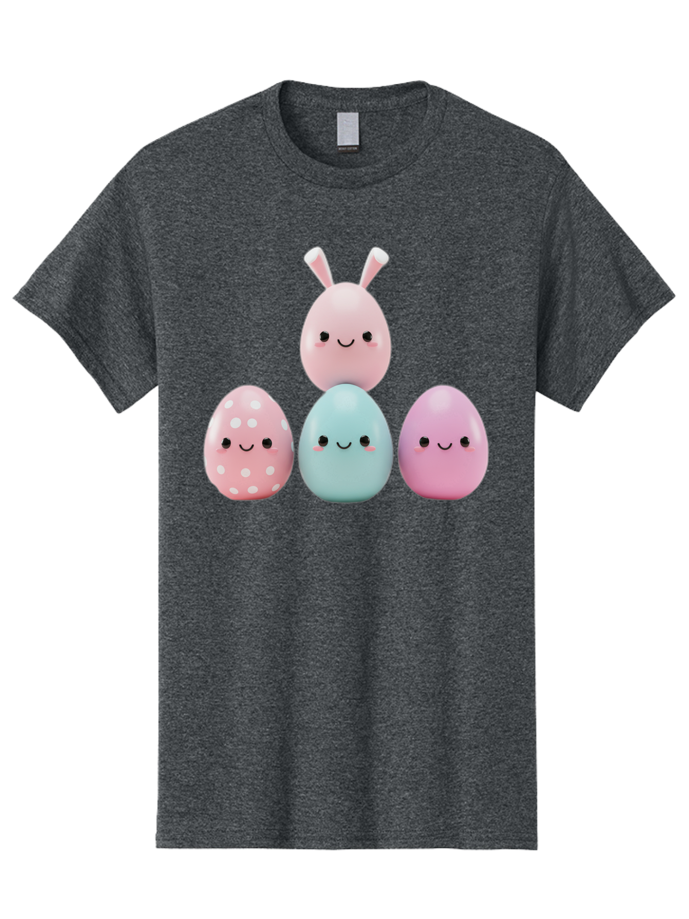 Easter-Eggs Men'S Graphic Tee, 100% Cotton, Comfortable Casual Summer Wear, Machine Washable, Easter Eggs, Cartoon Eggs, Smiling Eggs, Pastel Colors, Decorative Eggs, Easter Theme, Cute Eggs, Egg Characters, Digital Illustration, Baa626