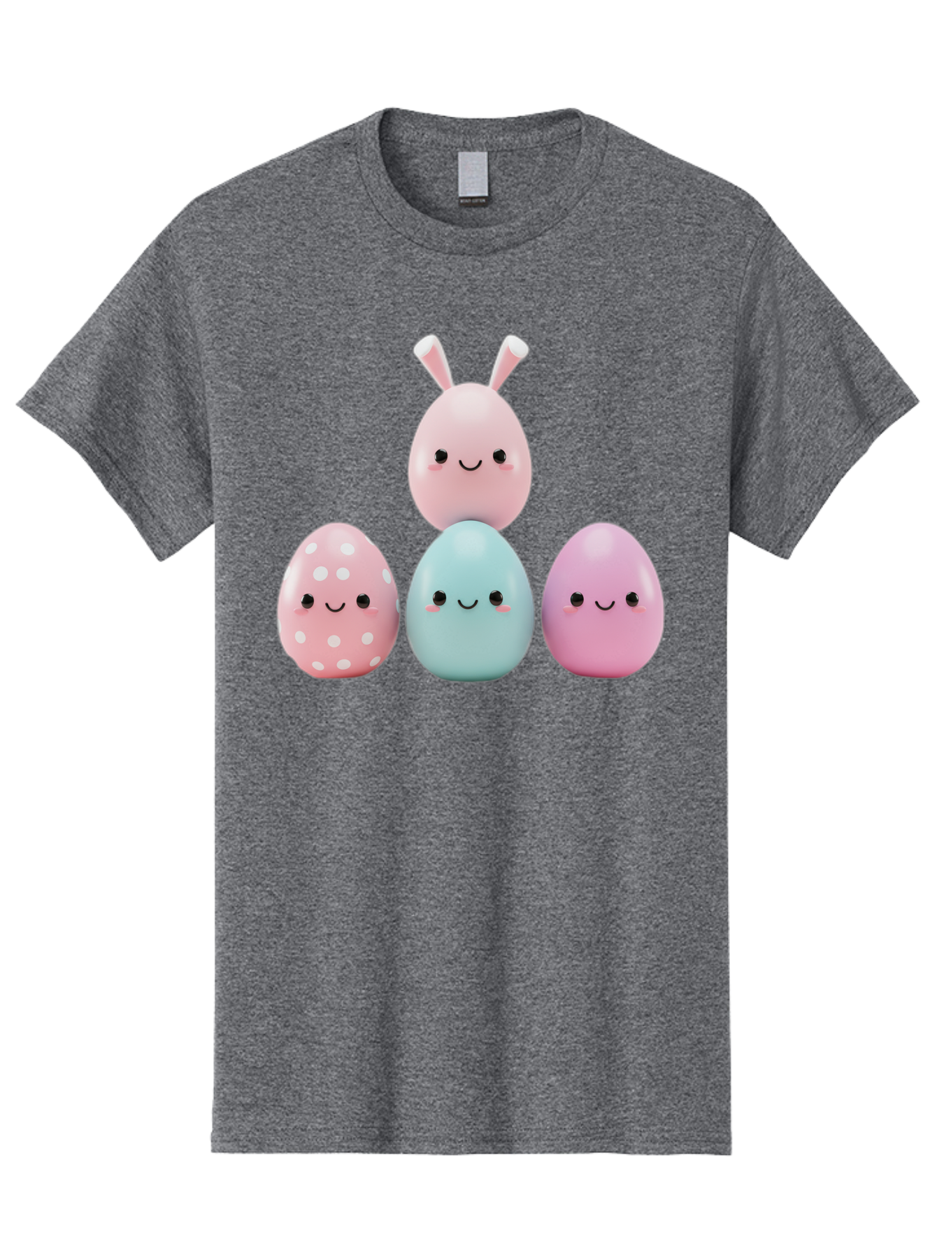 Easter-Eggs Men'S Graphic Tee, 100% Cotton, Comfortable Casual Summer Wear, Machine Washable, Easter Eggs, Cartoon Eggs, Smiling Eggs, Pastel Colors, Decorative Eggs, Easter Theme, Cute Eggs, Egg Characters, Digital Illustration, Baa626