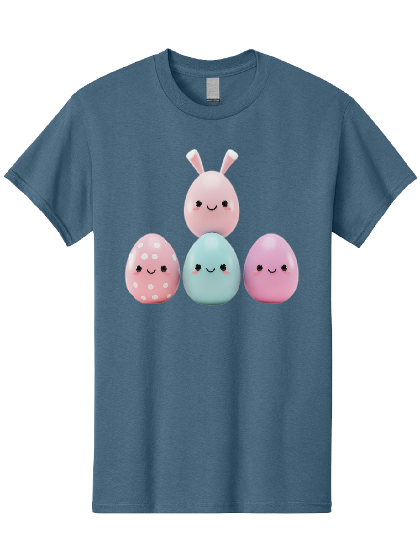 Easter-Eggs Men'S Graphic Tee, 100% Cotton, Comfortable Casual Summer Wear, Machine Washable, Easter Eggs, Cartoon Eggs, Smiling Eggs, Pastel Colors, Decorative Eggs, Easter Theme, Cute Eggs, Egg Characters, Digital Illustration, Baa626