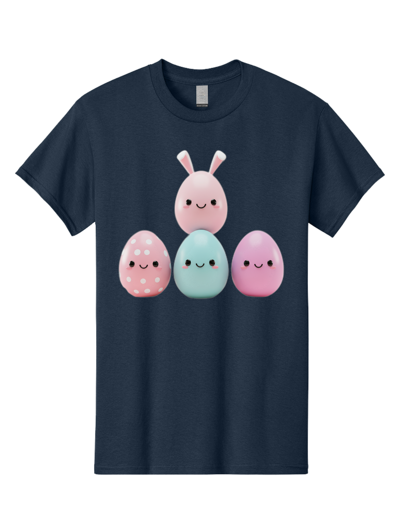 Easter-Eggs Men'S Graphic Tee, 100% Cotton, Comfortable Casual Summer Wear, Machine Washable, Easter Eggs, Cartoon Eggs, Smiling Eggs, Pastel Colors, Decorative Eggs, Easter Theme, Cute Eggs, Egg Characters, Digital Illustration, Baa626
