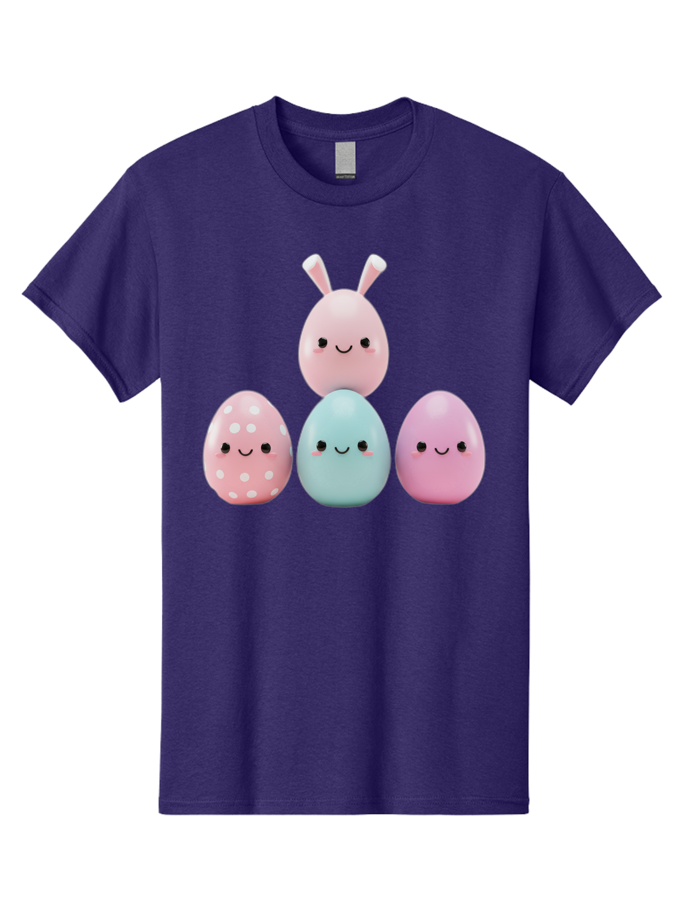 Easter-Eggs Men'S Graphic Tee, 100% Cotton, Comfortable Casual Summer Wear, Machine Washable, Easter Eggs, Cartoon Eggs, Smiling Eggs, Pastel Colors, Decorative Eggs, Easter Theme, Cute Eggs, Egg Characters, Digital Illustration, Baa626