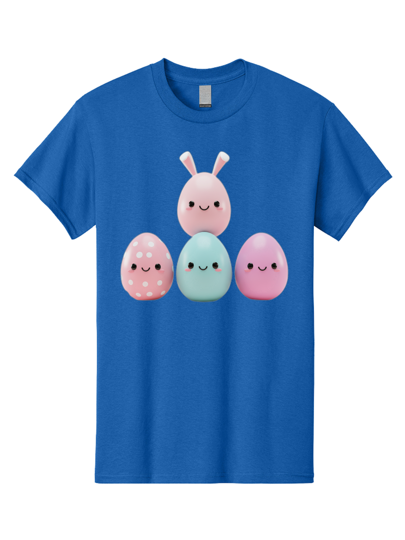 Easter-Eggs Men'S Graphic Tee, 100% Cotton, Comfortable Casual Summer Wear, Machine Washable, Easter Eggs, Cartoon Eggs, Smiling Eggs, Pastel Colors, Decorative Eggs, Easter Theme, Cute Eggs, Egg Characters, Digital Illustration, Baa626