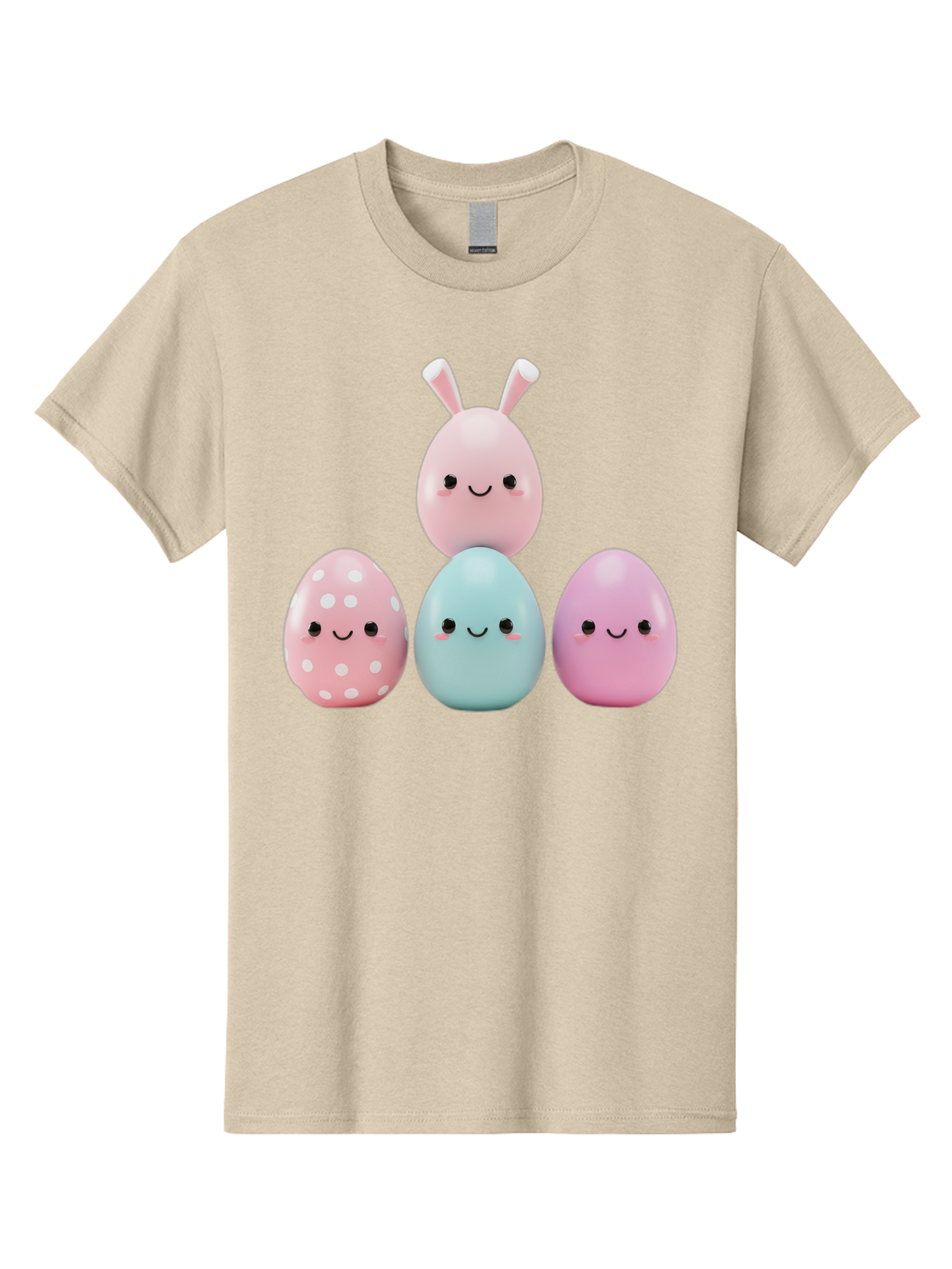 Easter-Eggs Men'S Graphic Tee, 100% Cotton, Comfortable Casual Summer Wear, Machine Washable, Easter Eggs, Cartoon Eggs, Smiling Eggs, Pastel Colors, Decorative Eggs, Easter Theme, Cute Eggs, Egg Characters, Digital Illustration, Baa626