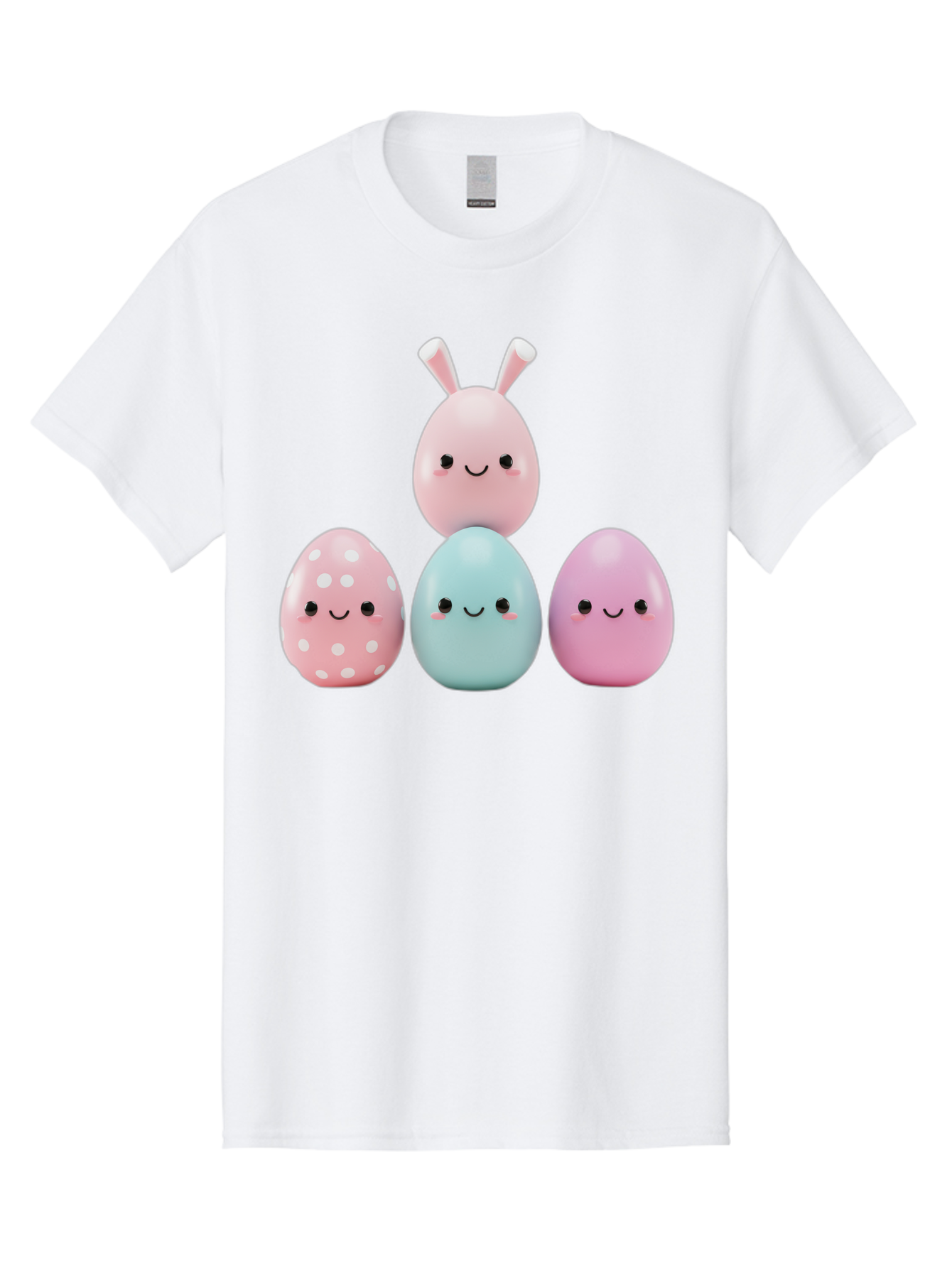 Easter-Eggs Men'S Graphic Tee, 100% Cotton, Comfortable Casual Summer Wear, Machine Washable, Easter Eggs, Cartoon Eggs, Smiling Eggs, Pastel Colors, Decorative Eggs, Easter Theme, Cute Eggs, Egg Characters, Digital Illustration, Baa626