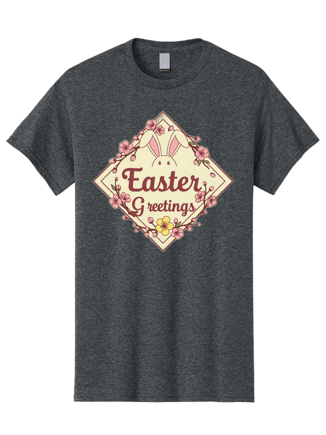 Easter-Greetings Men'S Graphic Tee, 100% Cotton, Comfortable Casual Summer Wear, Machine Washable, Easter Bunny, Easter Greetings, Floral Wreath, Pastel Colors, Spring Flowers, Easter Wishes, Festive Design Baa629