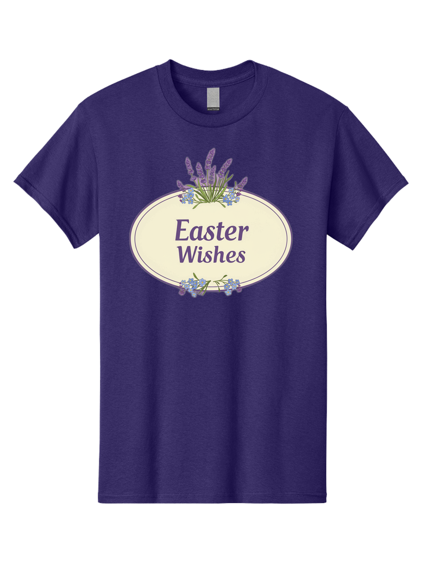 Easter-Wishes Men'S Graphic Tee, 100% Cotton, Comfortable Casual Summer Wear, Machine Washable, Easter Wishes, Easter Greeting Card, Spring Flowers, Floral Decoration, Purple Flowers, Lavender, Easter Message, Holiday Card, Festive Design, Baa635