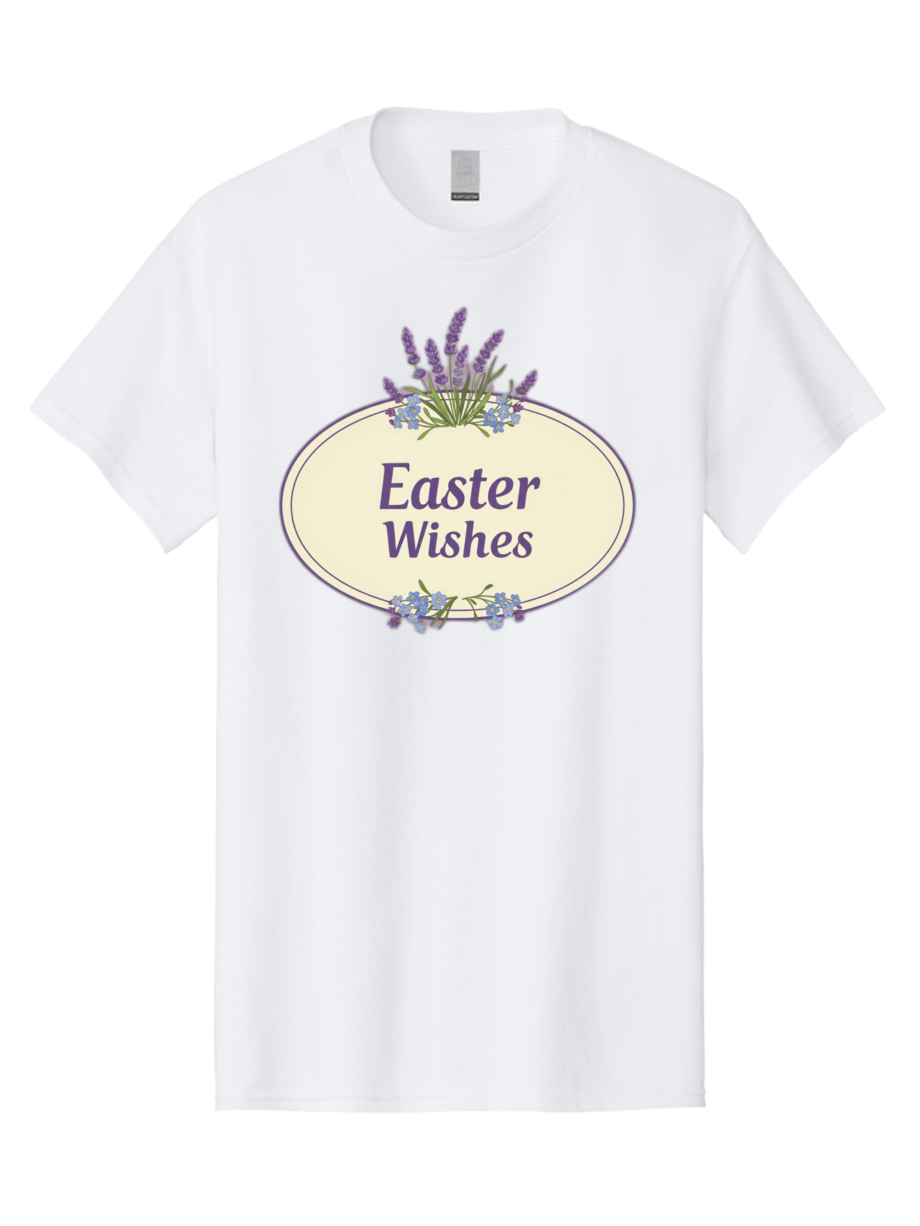Easter-Wishes Men'S Graphic Tee, 100% Cotton, Comfortable Casual Summer Wear, Machine Washable, Easter Wishes, Easter Greeting Card, Spring Flowers, Floral Decoration, Purple Flowers, Lavender, Easter Message, Holiday Card, Festive Design, Baa635