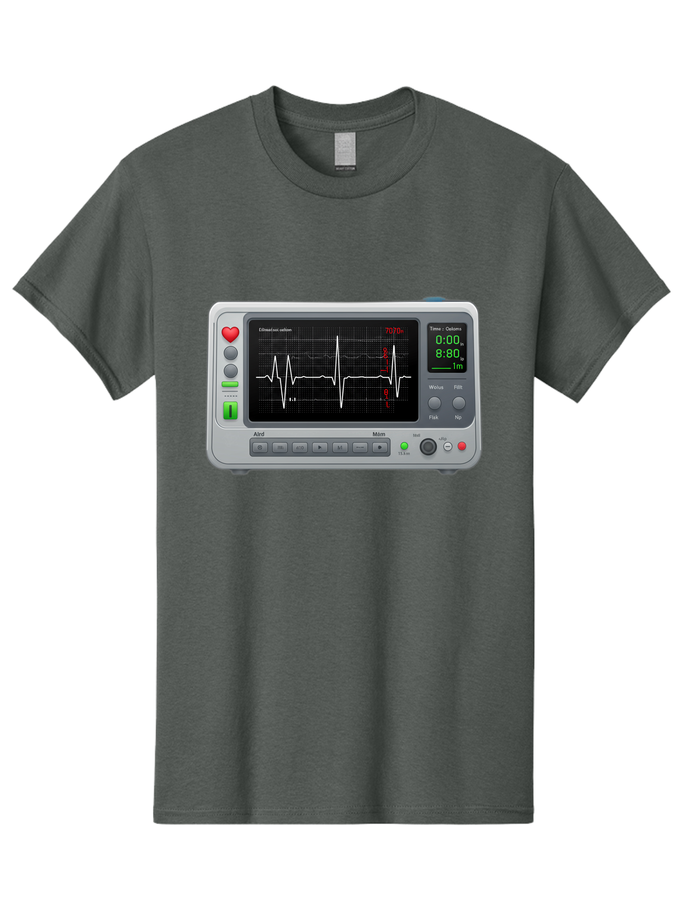 Ecg-Monitor Men'S Graphic Tee, 100% Cotton, Comfortable Casual Summer Wear, Machine Washable, Electrocardiogram Machine, Heart Rate Monitor, Medical Device, Cardiac Rhythm, Bpm Display, Health Technology, Patient Monitoring, Baa636