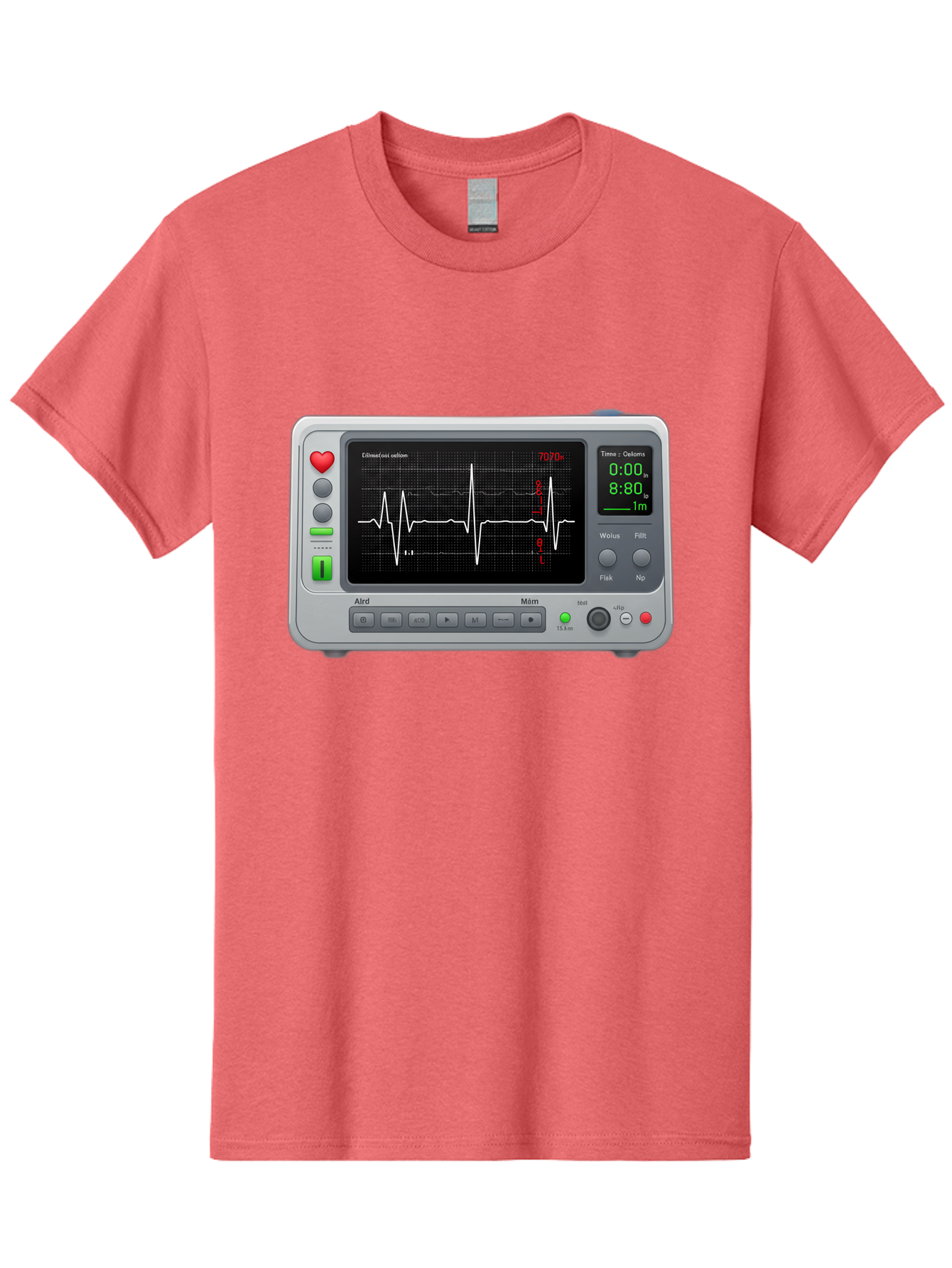 Ecg-Monitor Men'S Graphic Tee, 100% Cotton, Comfortable Casual Summer Wear, Machine Washable, Electrocardiogram Machine, Heart Rate Monitor, Medical Device, Cardiac Rhythm, Bpm Display, Health Technology, Patient Monitoring, Baa636
