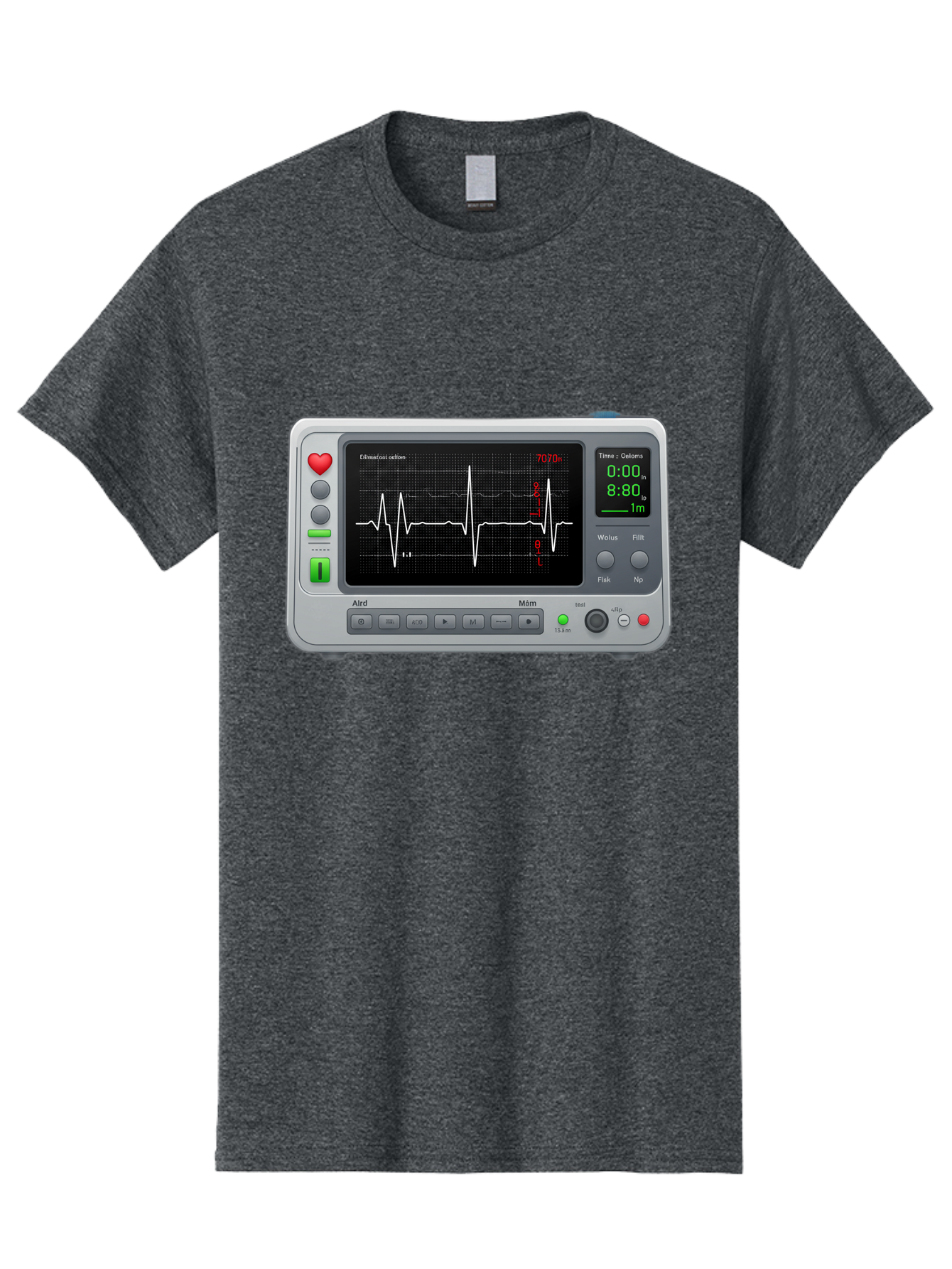 Ecg-Monitor Men'S Graphic Tee, 100% Cotton, Comfortable Casual Summer Wear, Machine Washable, Electrocardiogram Machine, Heart Rate Monitor, Medical Device, Cardiac Rhythm, Bpm Display, Health Technology, Patient Monitoring, Baa636