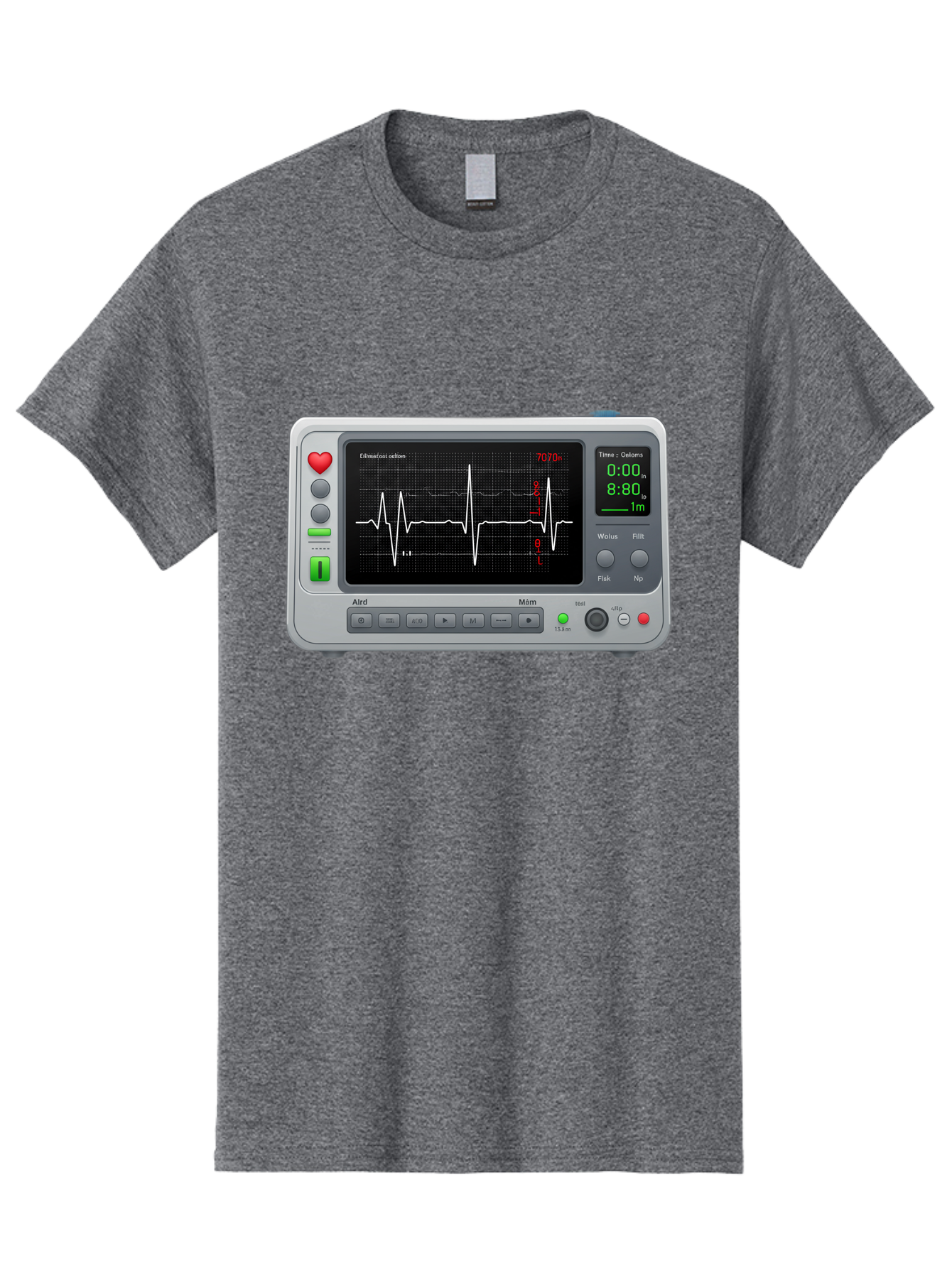Ecg-Monitor Men'S Graphic Tee, 100% Cotton, Comfortable Casual Summer Wear, Machine Washable, Electrocardiogram Machine, Heart Rate Monitor, Medical Device, Cardiac Rhythm, Bpm Display, Health Technology, Patient Monitoring, Baa636