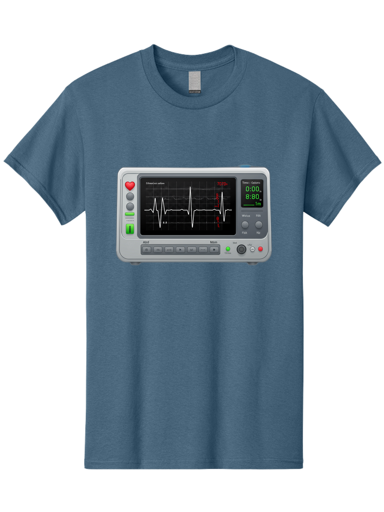 Ecg-Monitor Men'S Graphic Tee, 100% Cotton, Comfortable Casual Summer Wear, Machine Washable, Electrocardiogram Machine, Heart Rate Monitor, Medical Device, Cardiac Rhythm, Bpm Display, Health Technology, Patient Monitoring, Baa636