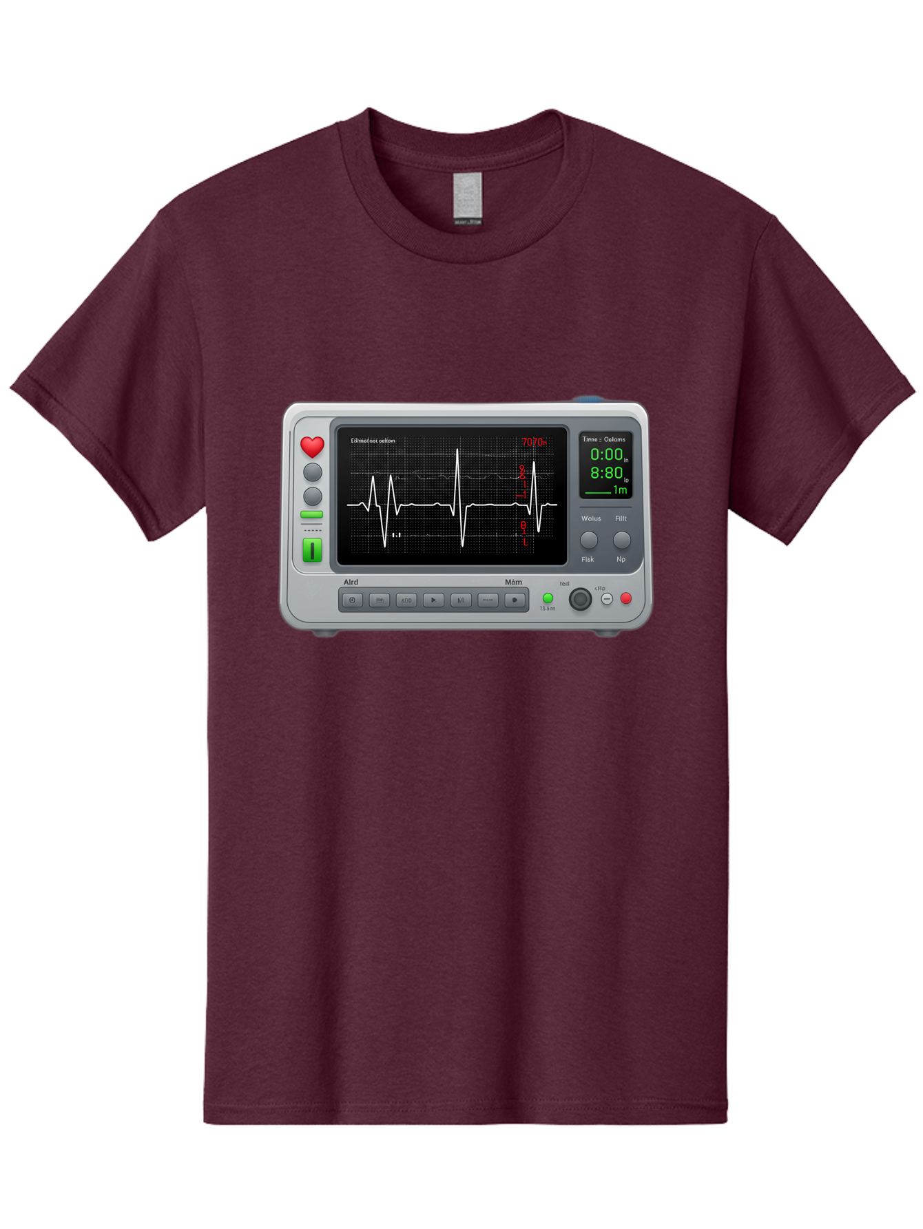 Ecg-Monitor Men'S Graphic Tee, 100% Cotton, Comfortable Casual Summer Wear, Machine Washable, Electrocardiogram Machine, Heart Rate Monitor, Medical Device, Cardiac Rhythm, Bpm Display, Health Technology, Patient Monitoring, Baa636