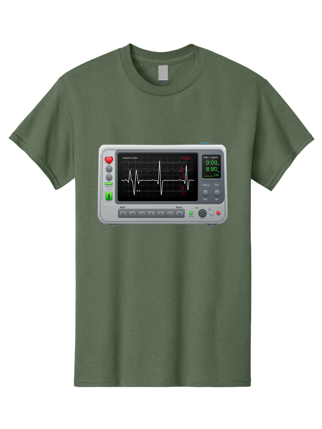 Ecg-Monitor Men'S Graphic Tee, 100% Cotton, Comfortable Casual Summer Wear, Machine Washable, Electrocardiogram Machine, Heart Rate Monitor, Medical Device, Cardiac Rhythm, Bpm Display, Health Technology, Patient Monitoring, Baa636