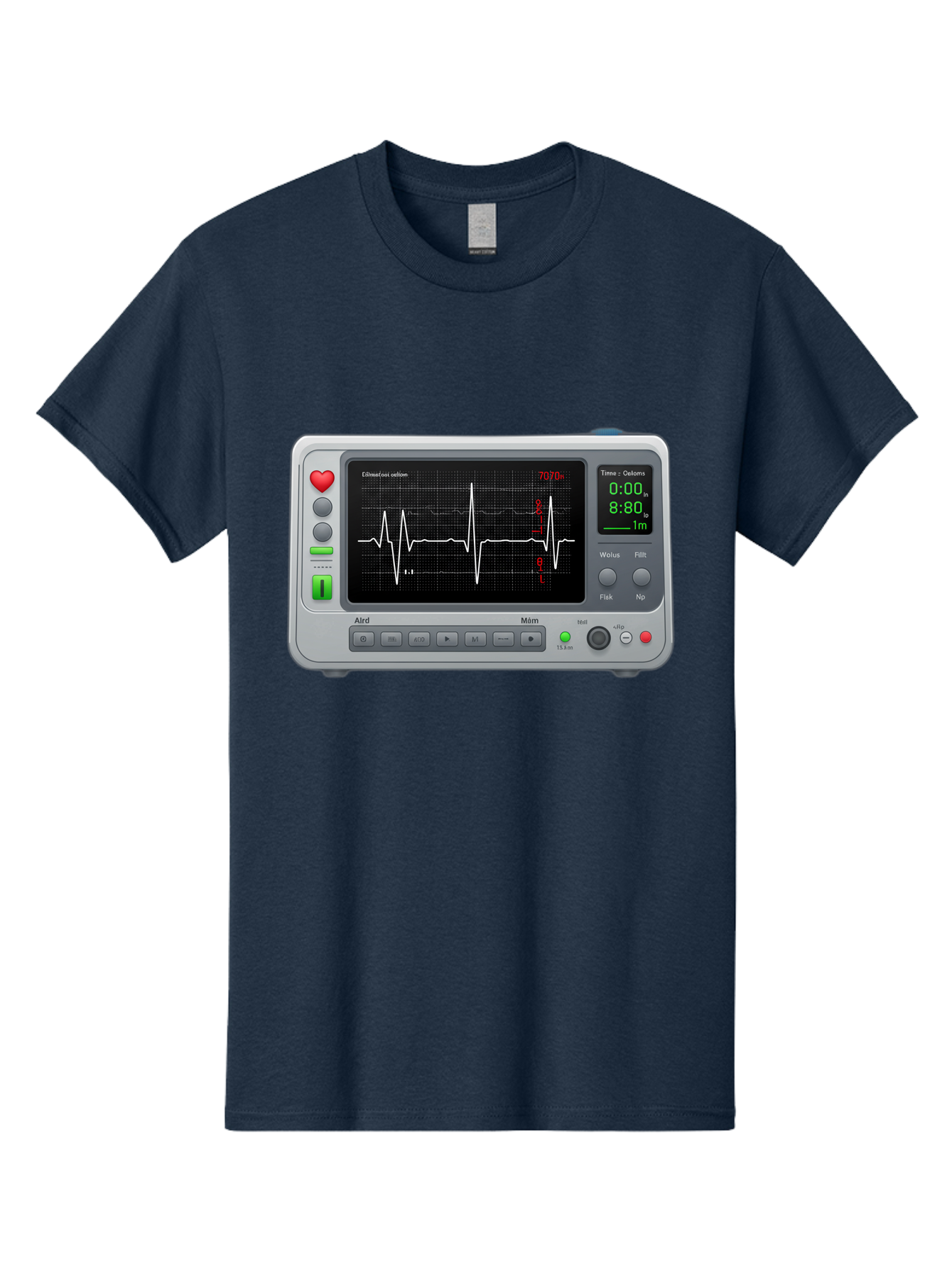 Ecg-Monitor Men'S Graphic Tee, 100% Cotton, Comfortable Casual Summer Wear, Machine Washable, Electrocardiogram Machine, Heart Rate Monitor, Medical Device, Cardiac Rhythm, Bpm Display, Health Technology, Patient Monitoring, Baa636